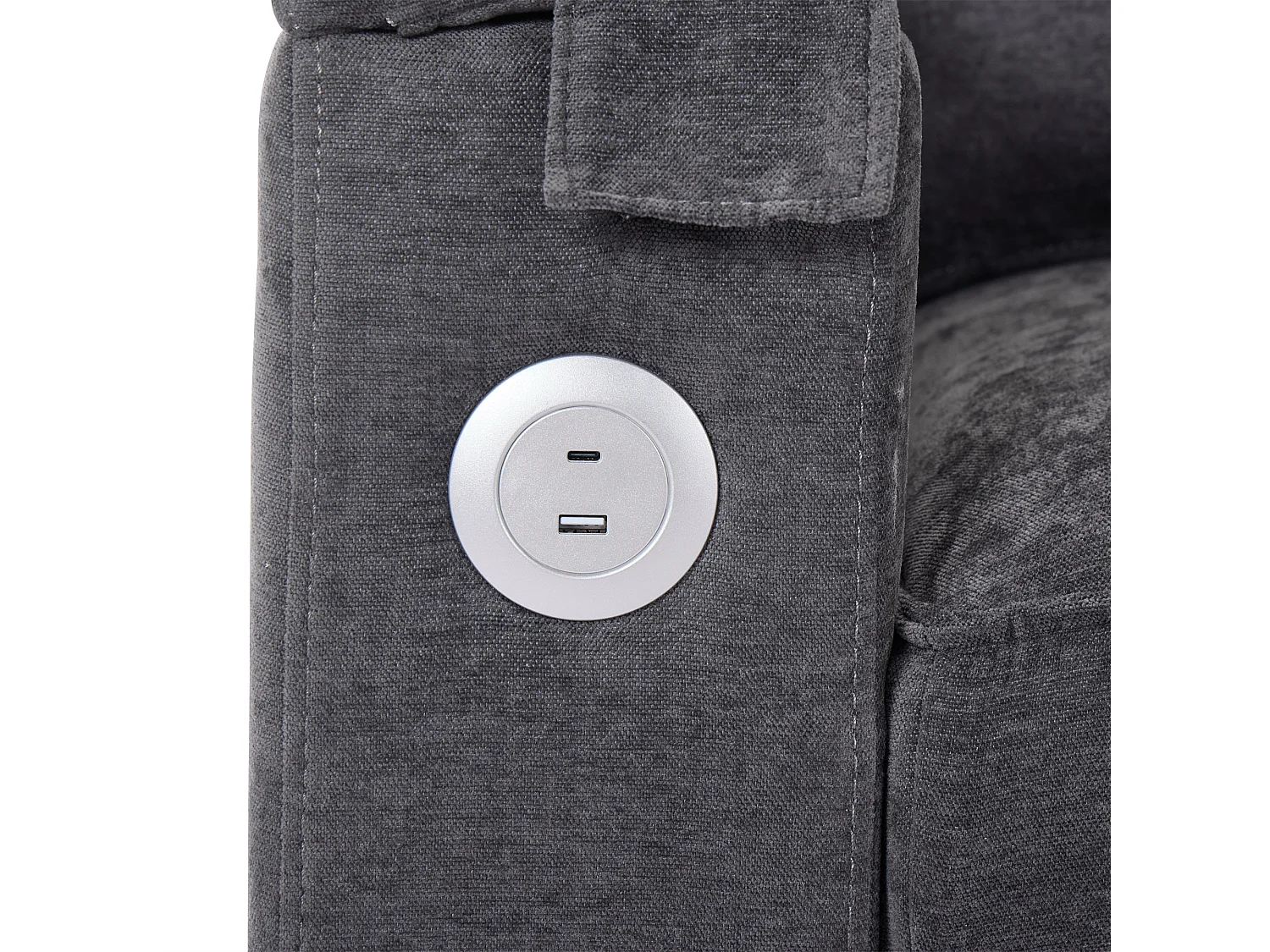 Parrot Uncle Canapé-lit 3-en-1 , canapé 2 places convertible gris, dossier réglable, table cachée, porte-gobelet, ports USB et Type-C