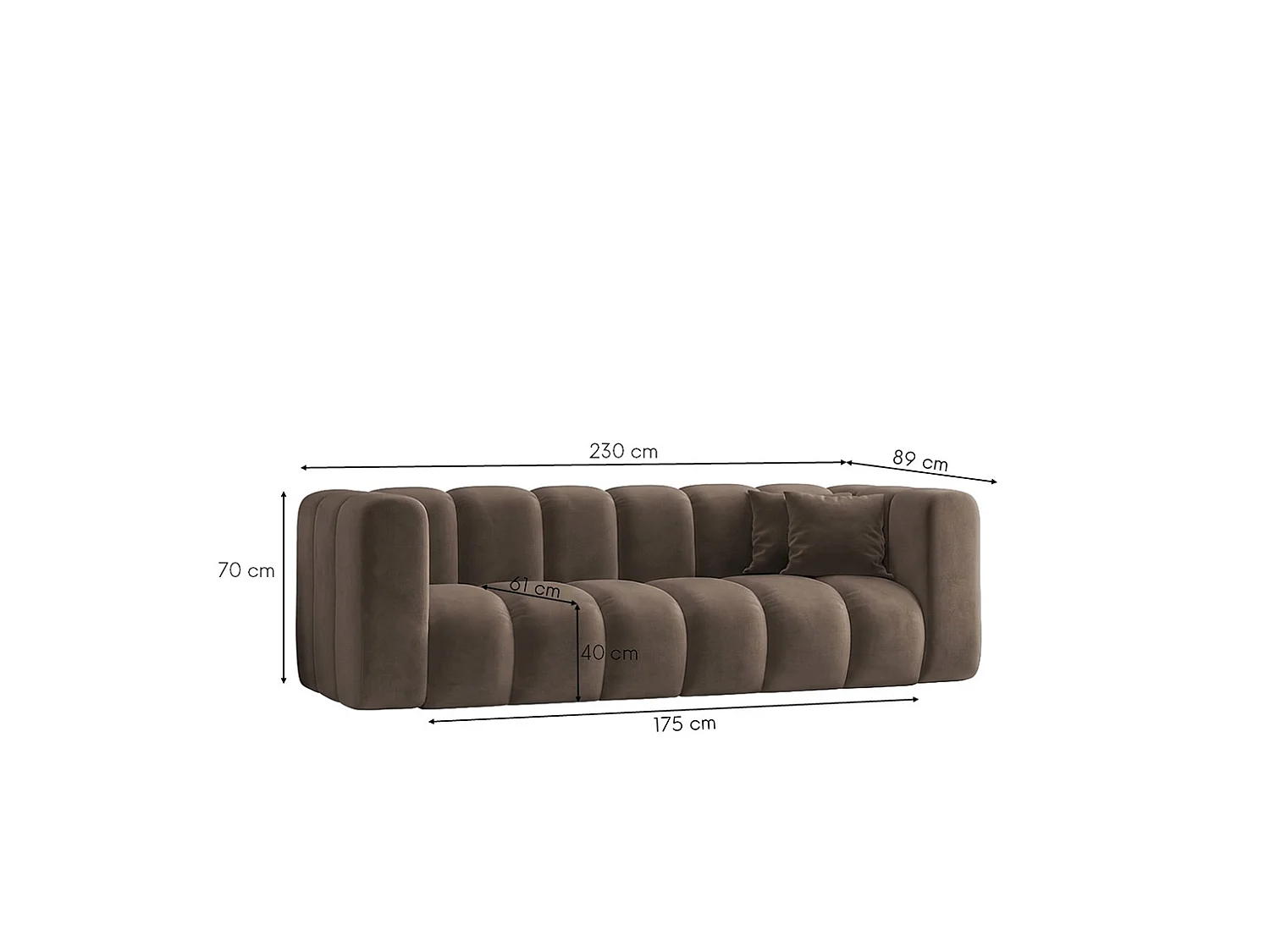 Modulares 3-Sitzer-Sofa, Velvet-Stoff Riviera, Braun, GRAND