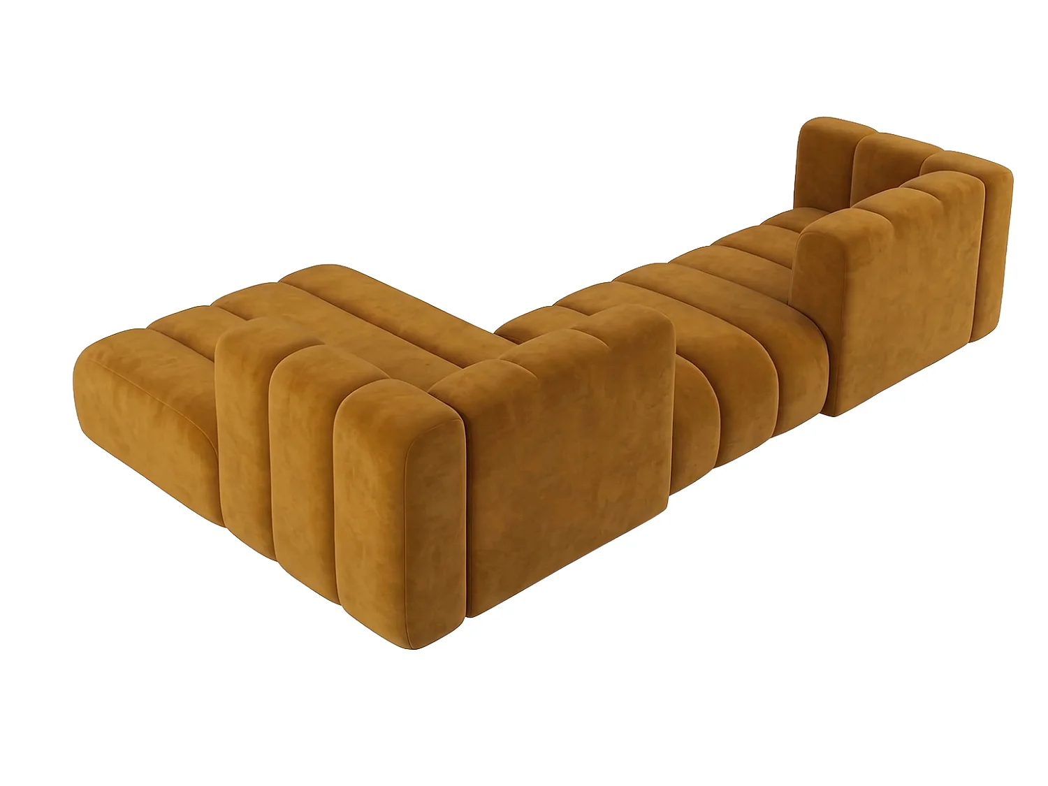Narożnik modułowy w kształcie L, tkanina welwet Riviera, Musztardowy, Lewy, GRAND 319 cm