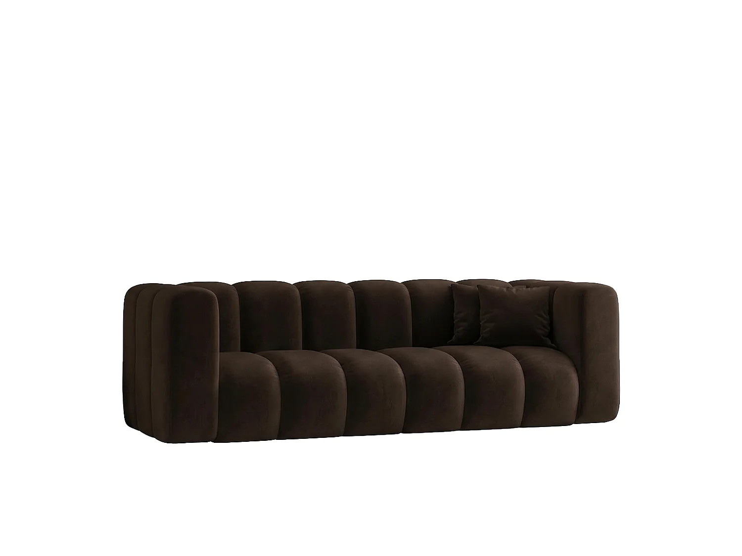 Canapé modulable 3 places, tissu velours Riviera, Chocolat, GRAND