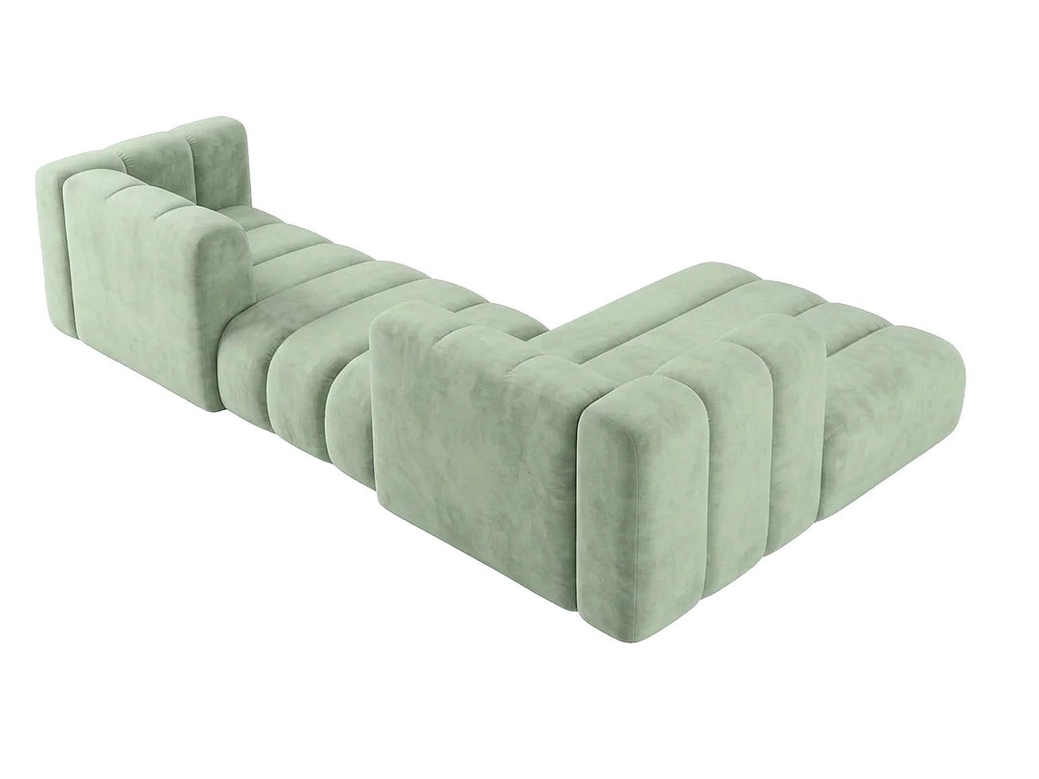 Canapé d’angle modulable en L, tissu velours Riviera, Menthe, droite, GRAND 319 cm
