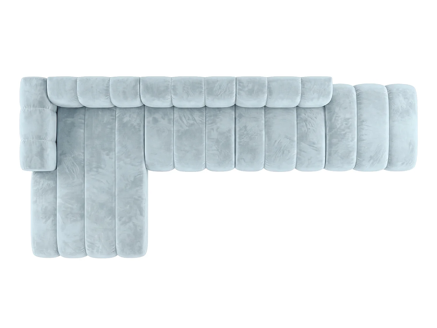 Narożnik modułowy w kształcie L z pufą, tkanina welwet Riviera, Baby blue, Lewy, GRAND