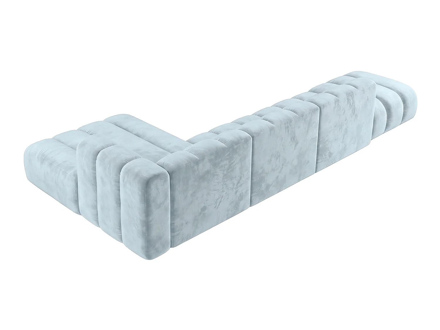 Narożnik modułowy w kształcie L z pufą, tkanina welwet Riviera, Baby blue, Lewy, GRAND