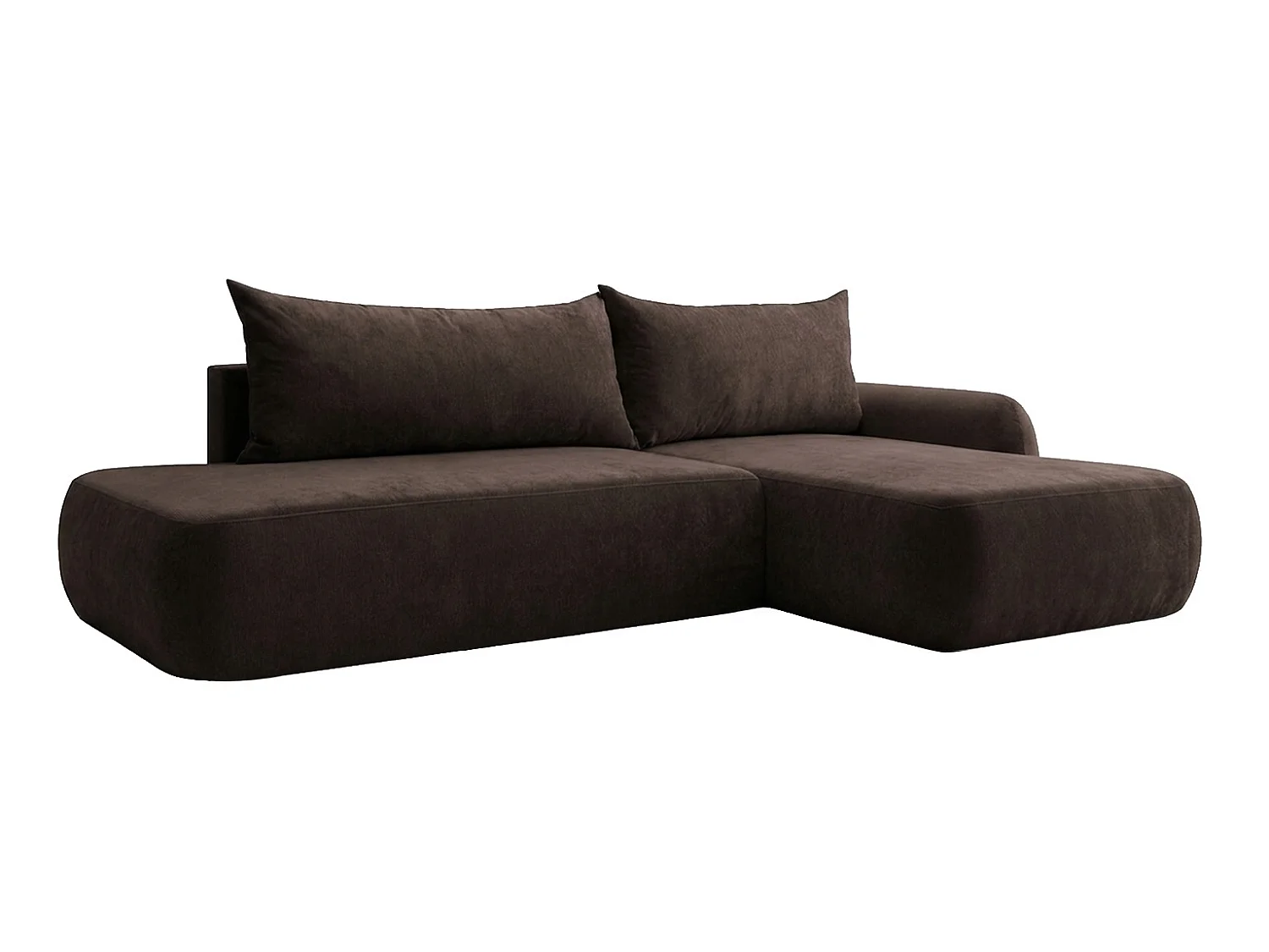 Canapé d'angle convertible avec coffre de rangement, velours Vena, Marron, Angle droit, HELA I