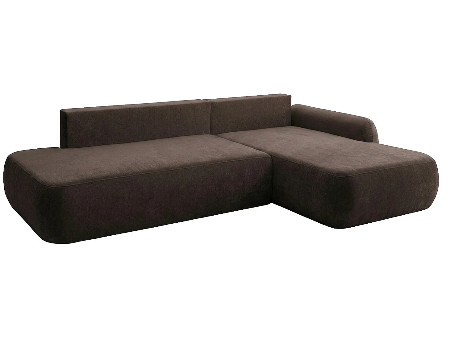 Canapé d'angle convertible avec coffre de rangement, velours Vena, Marron, Angle droit, HELA I