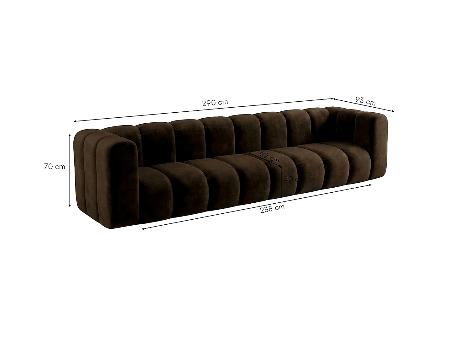 Sofa modułowa 4-osobowa, tkanina welwet Riviera, Czekoladowy, GRAND