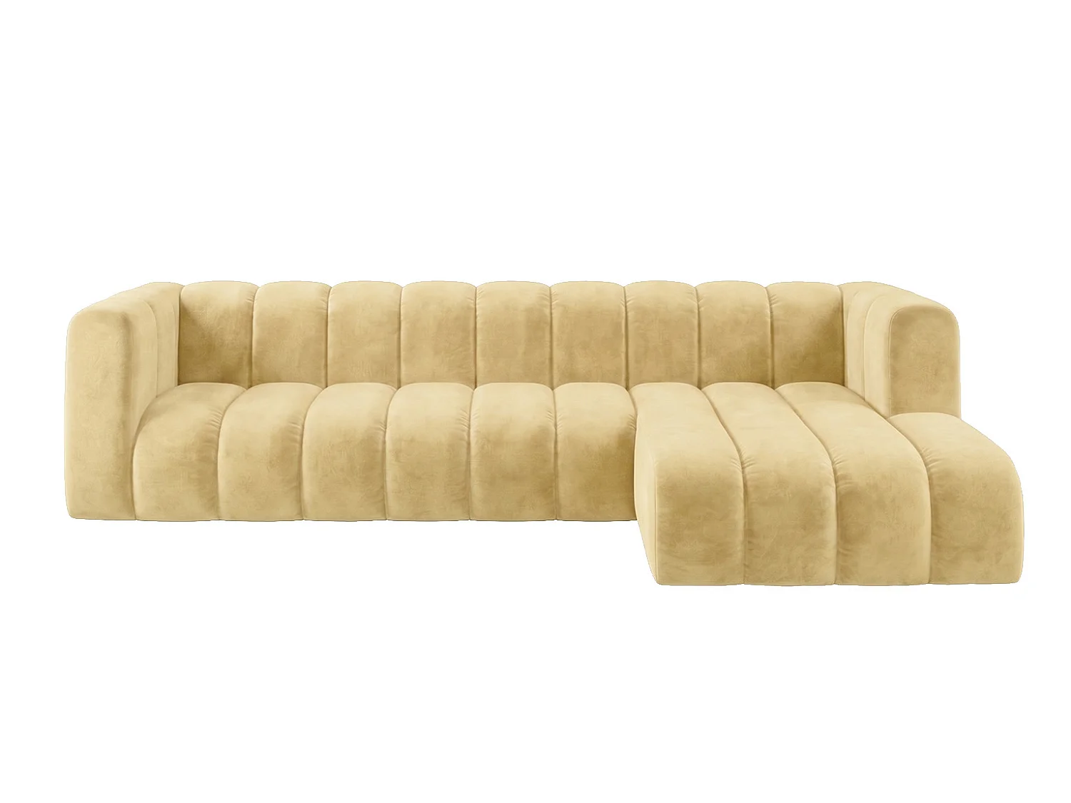 Narożnik modułowy w kształcie L, tkanina welwet Riviera, Maślany, Prawy, GRAND 318 cm