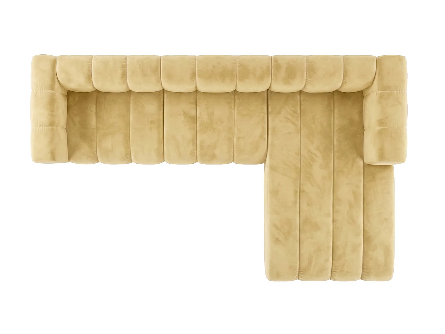 Narożnik modułowy w kształcie L, tkanina welwet Riviera, Maślany, Prawy, GRAND 318 cm