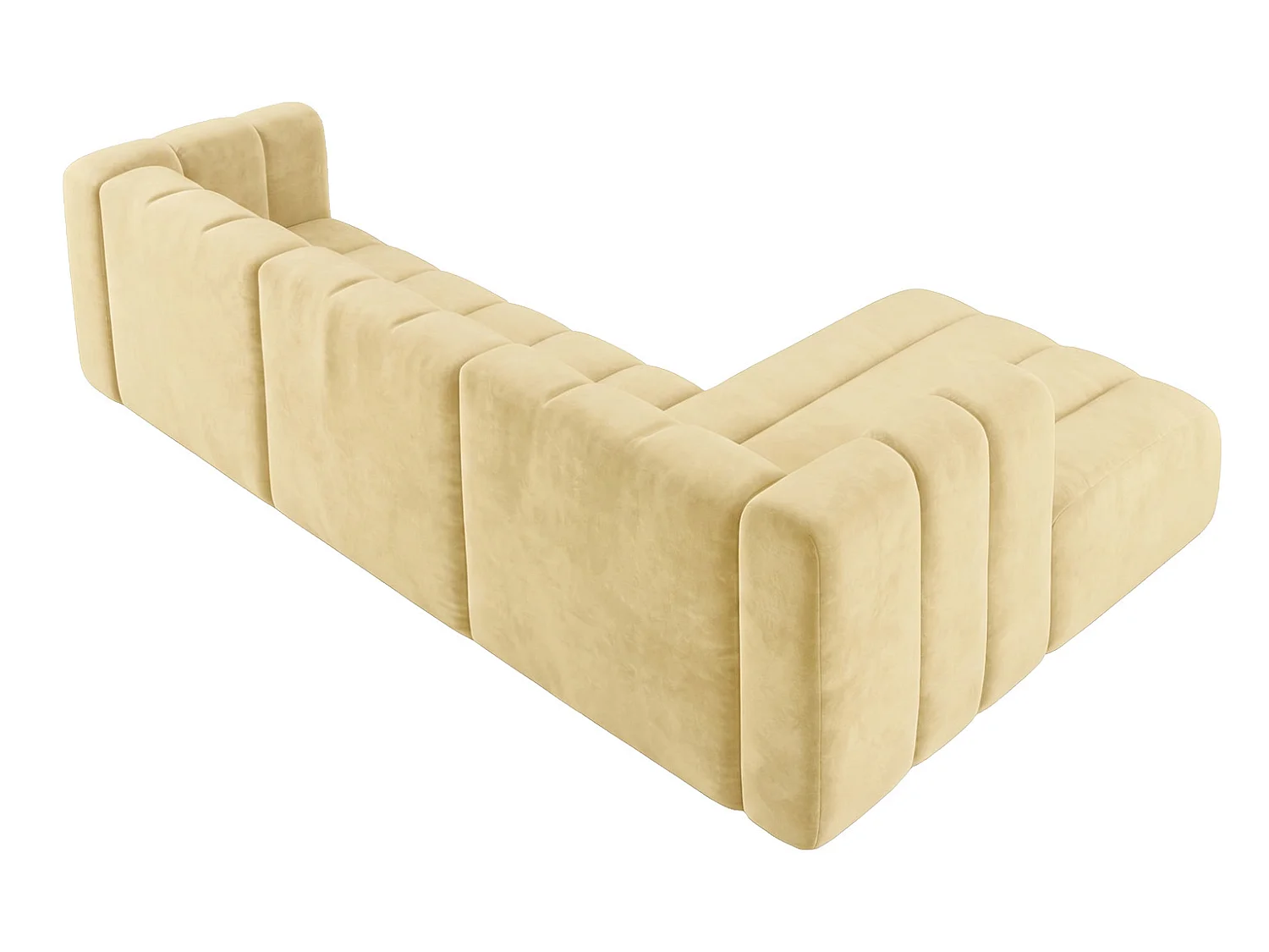 Narożnik modułowy w kształcie L, tkanina welwet Riviera, Maślany, Prawy, GRAND 318 cm