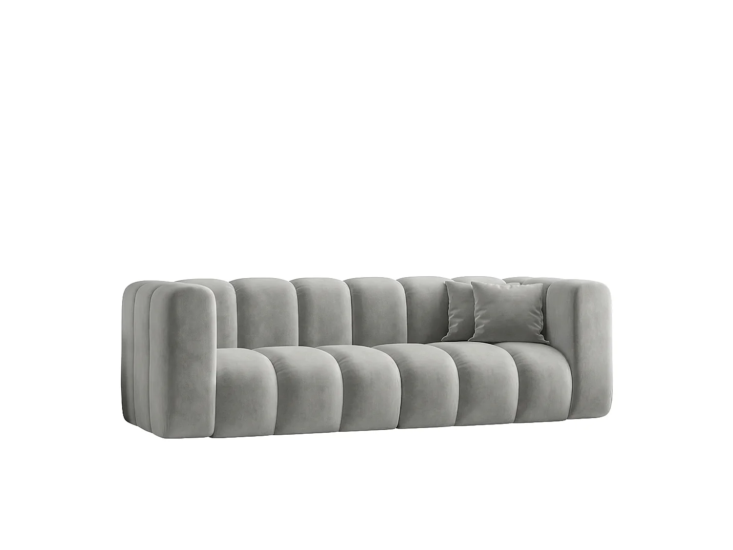 Canapé modulable 3 places, tissu velours Riviera, Gris, GRAND