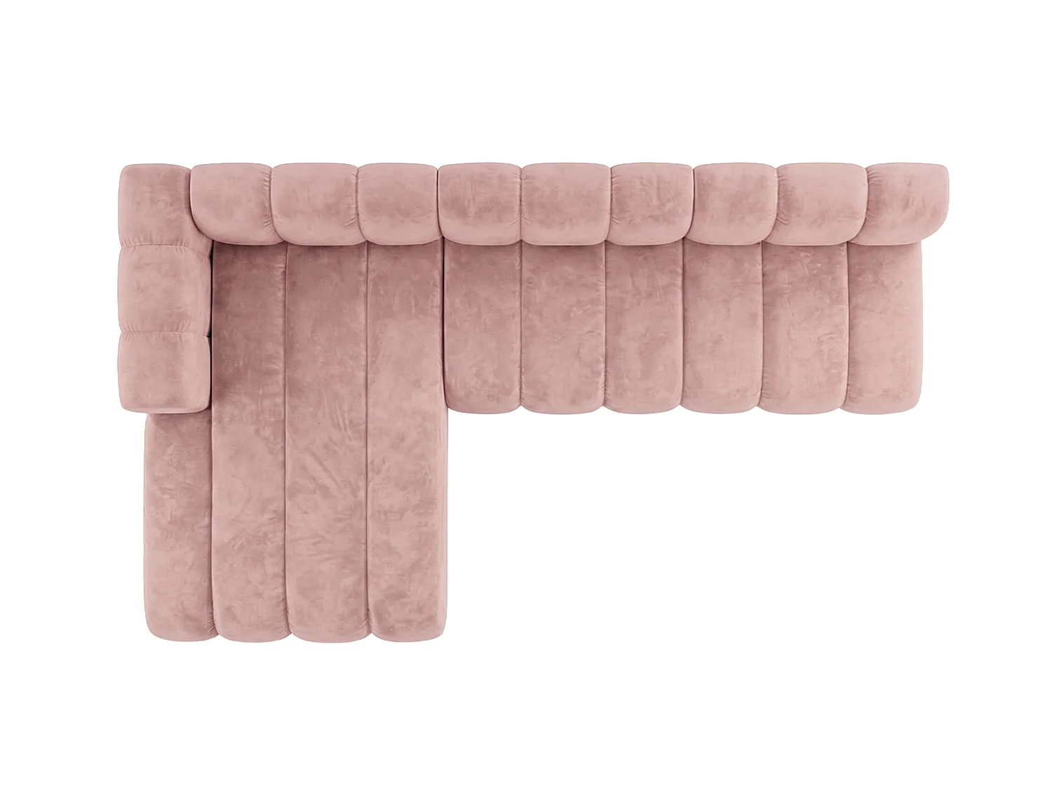 Canapé d’angle modulable en L, tissu velours Riviera, Rose clair, gauche, GRAND 295 cm
