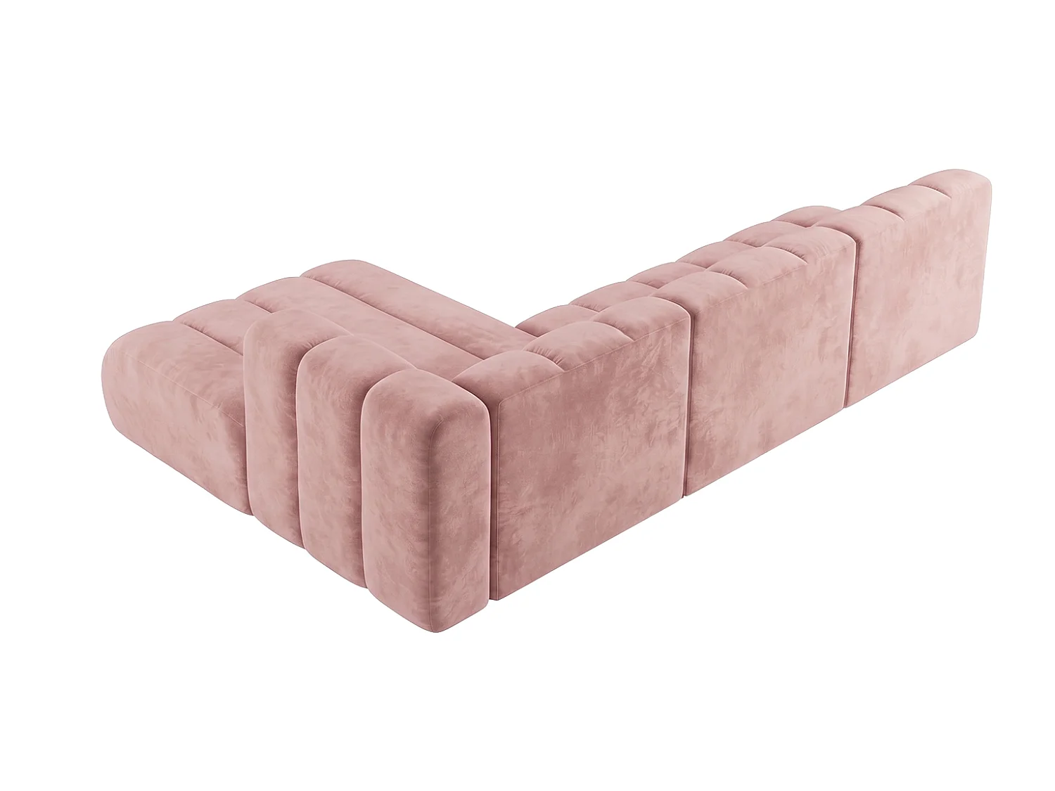 Canapé d’angle modulable en L, tissu velours Riviera, Rose clair, gauche, GRAND 295 cm