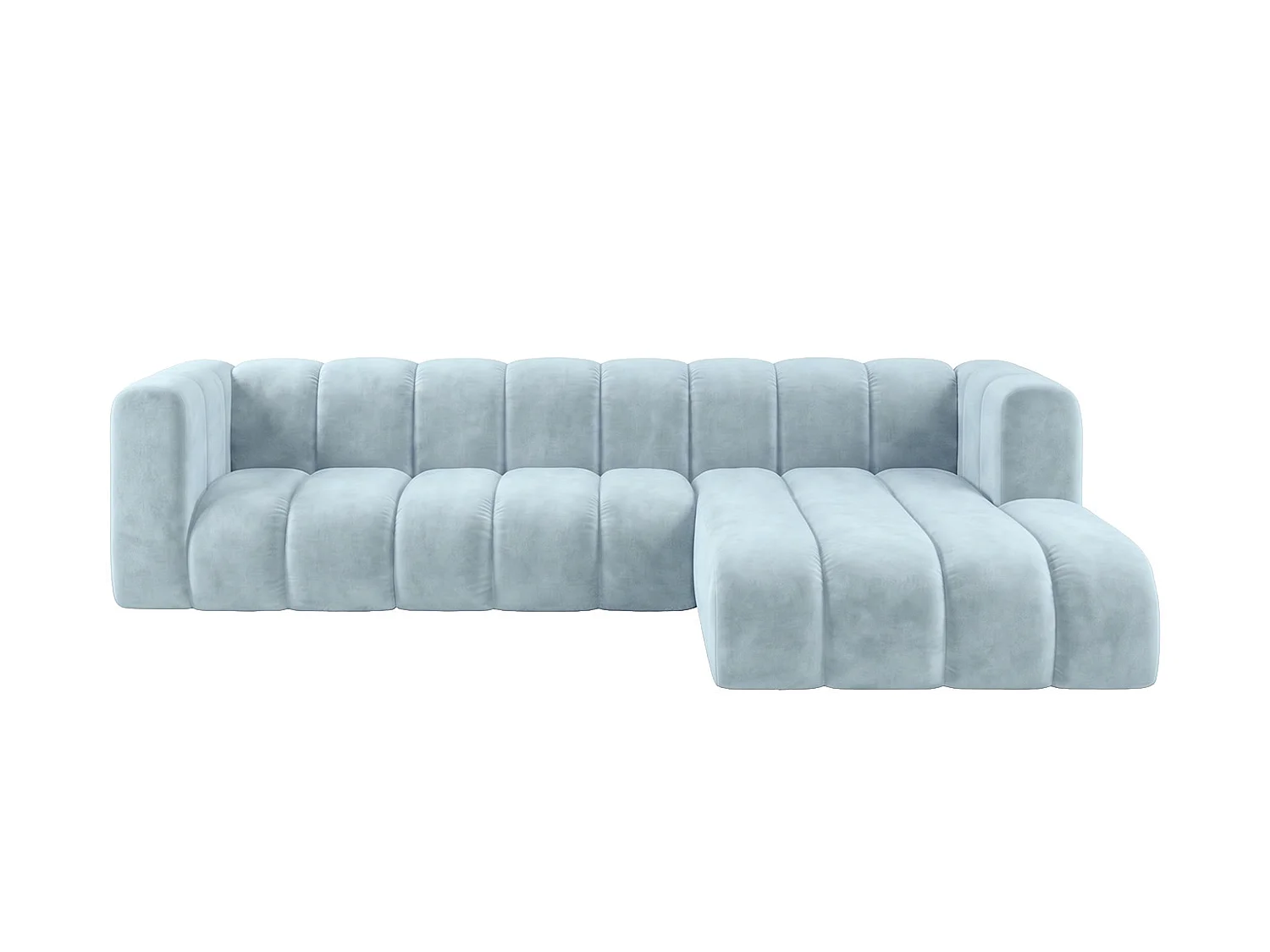 Narożnik modułowy w kształcie L, tkanina welwet Riviera, Baby blue, Prawy, GRAND 287 cm