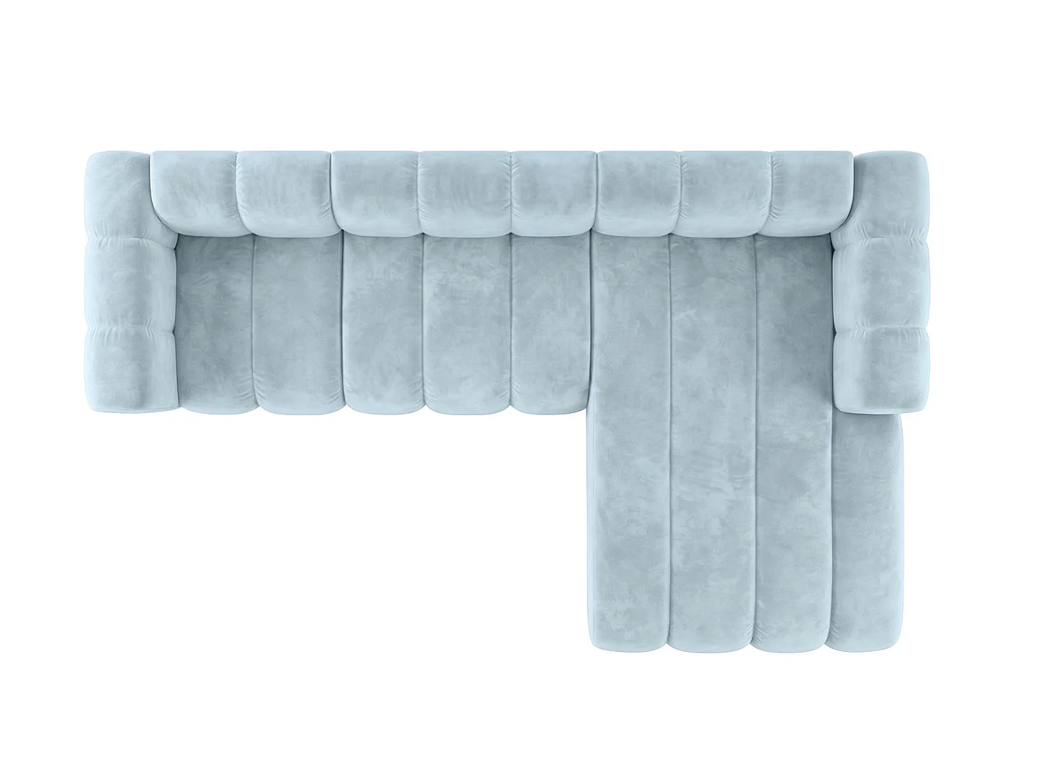Narożnik modułowy w kształcie L, tkanina welwet Riviera, Baby blue, Prawy, GRAND 287 cm