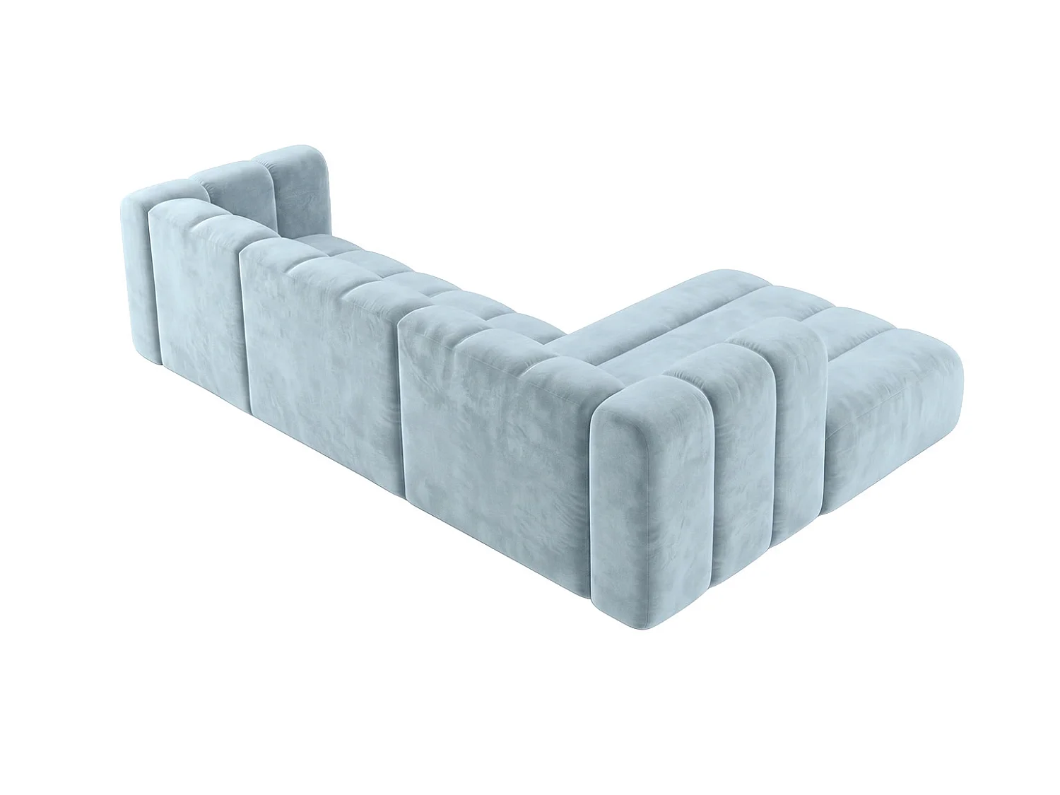 Narożnik modułowy w kształcie L, tkanina welwet Riviera, Baby blue, Prawy, GRAND 287 cm