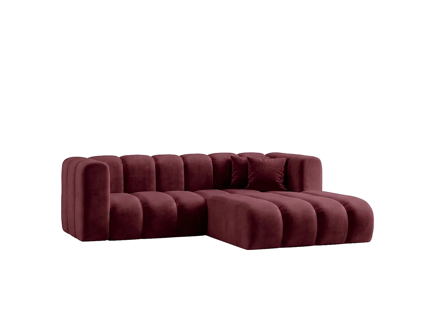 Canapé d’angle modulable en L, tissu velours Riviera, Bordeaux, droite, GRAND