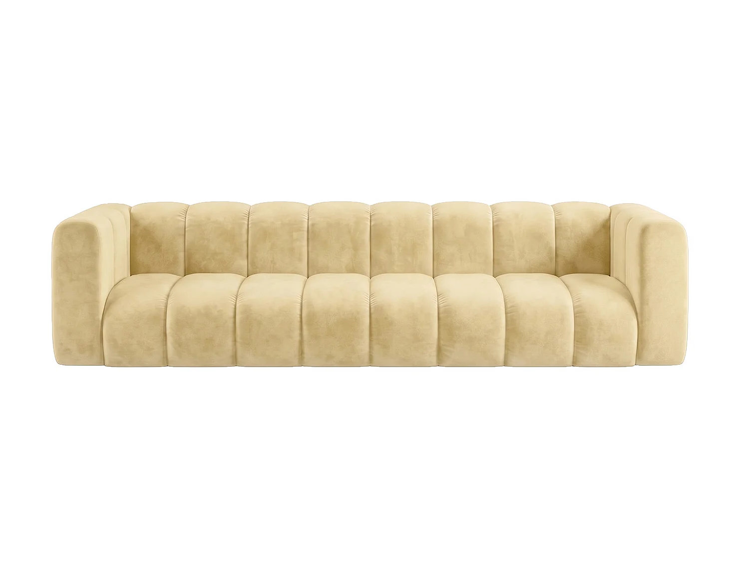 Canapé modulable 4 places, tissu velours Riviera, Beurre, GRAND