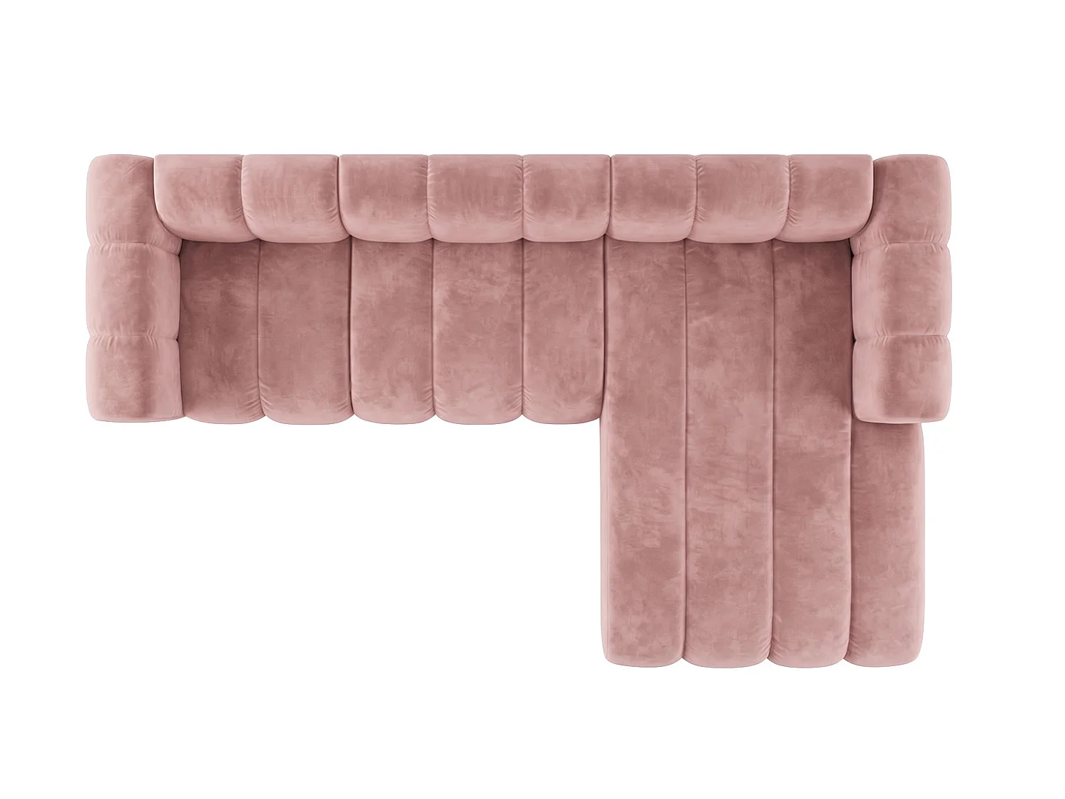Canapé d’angle modulable en L, tissu velours Riviera, Rose clair, droite, GRAND 287 cm