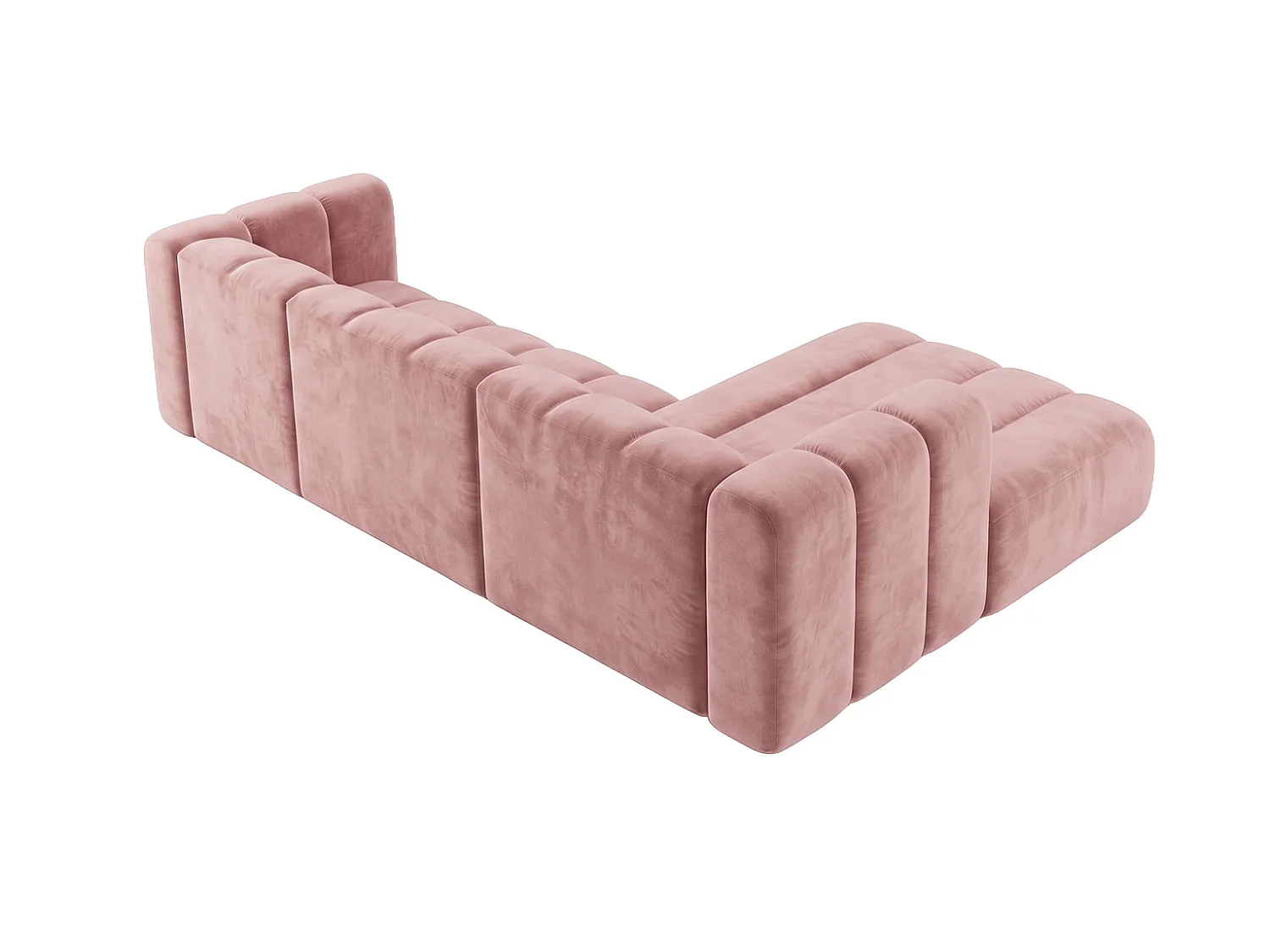 Canapé d’angle modulable en L, tissu velours Riviera, Rose clair, droite, GRAND 287 cm