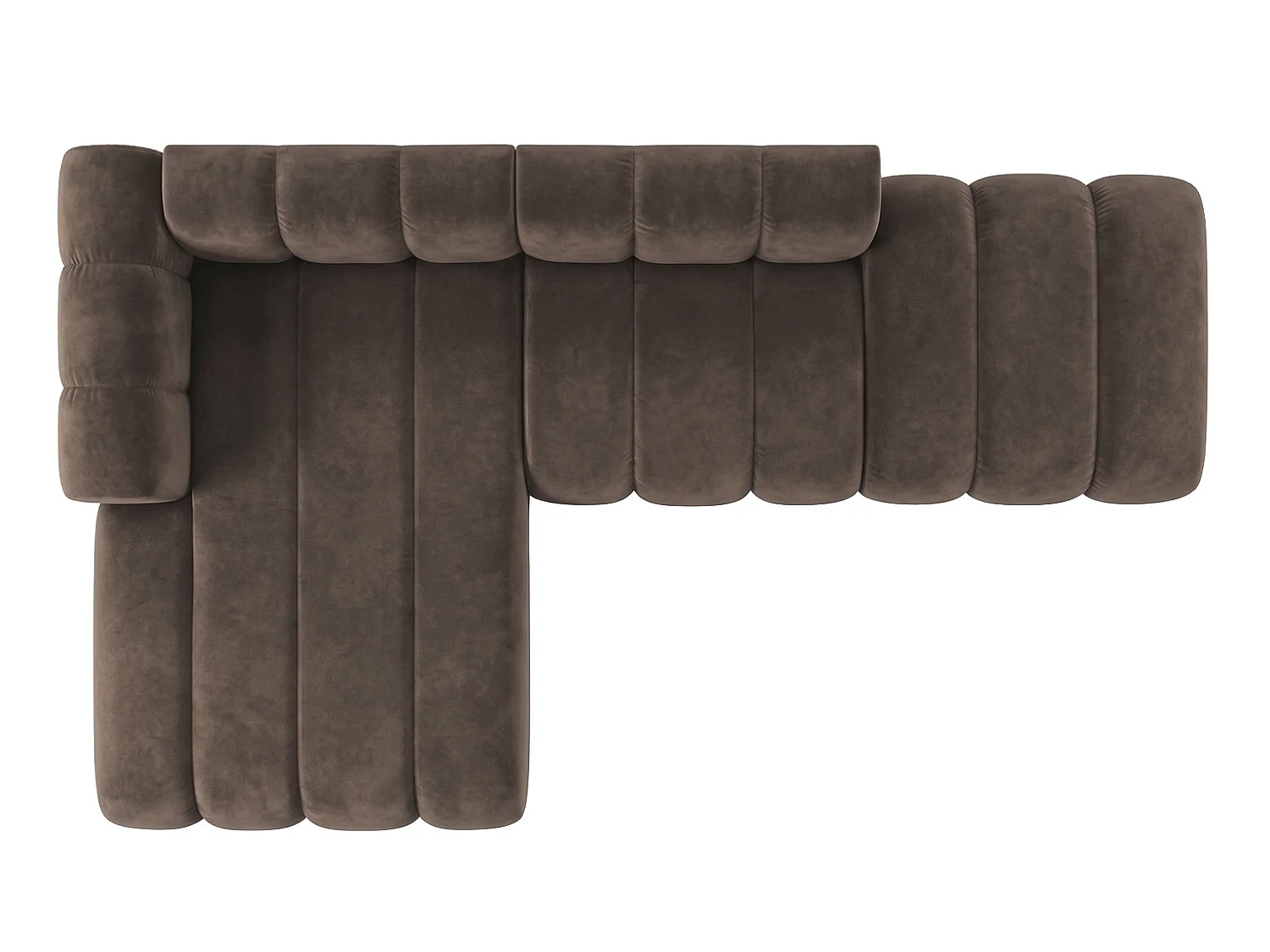 Modulares Ecksofa in L-Form mit Hocker, Velvet-Stoff Riviera, Braun, Links, GRAND Mini