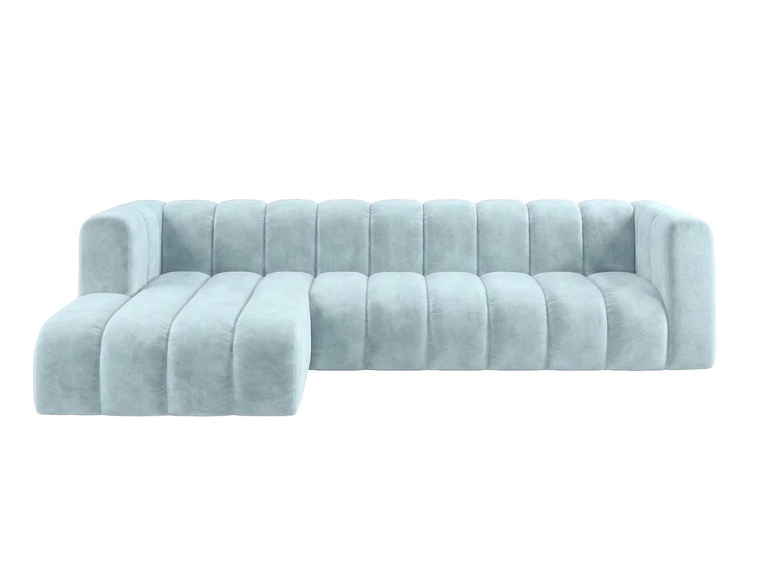 Narożnik modułowy w kształcie L, tkanina welwet Riviera, Baby blue, Lewy, GRAND 318 cm