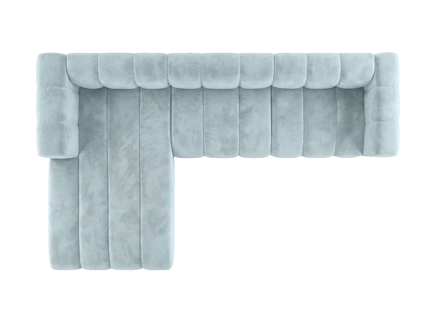 Narożnik modułowy w kształcie L, tkanina welwet Riviera, Baby blue, Lewy, GRAND 318 cm