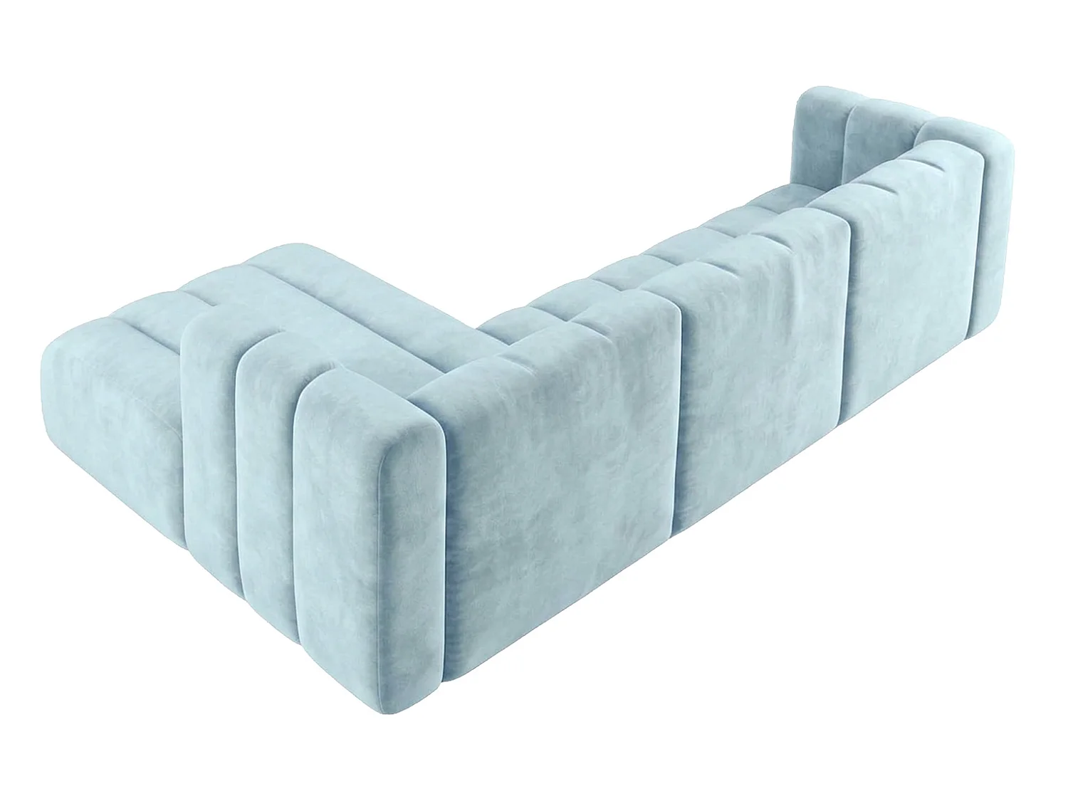 Narożnik modułowy w kształcie L, tkanina welwet Riviera, Baby blue, Lewy, GRAND 318 cm