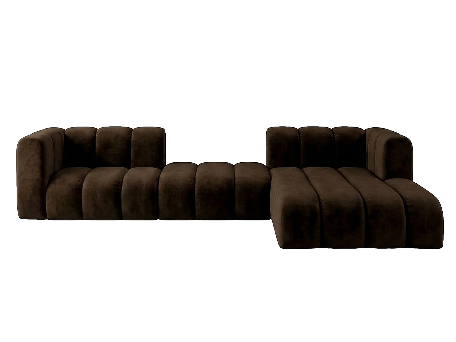 Modulares Ecksofa in L-Form, Velvet-Stoff Riviera, Schokolade, Rechts, GRAND 319 cm