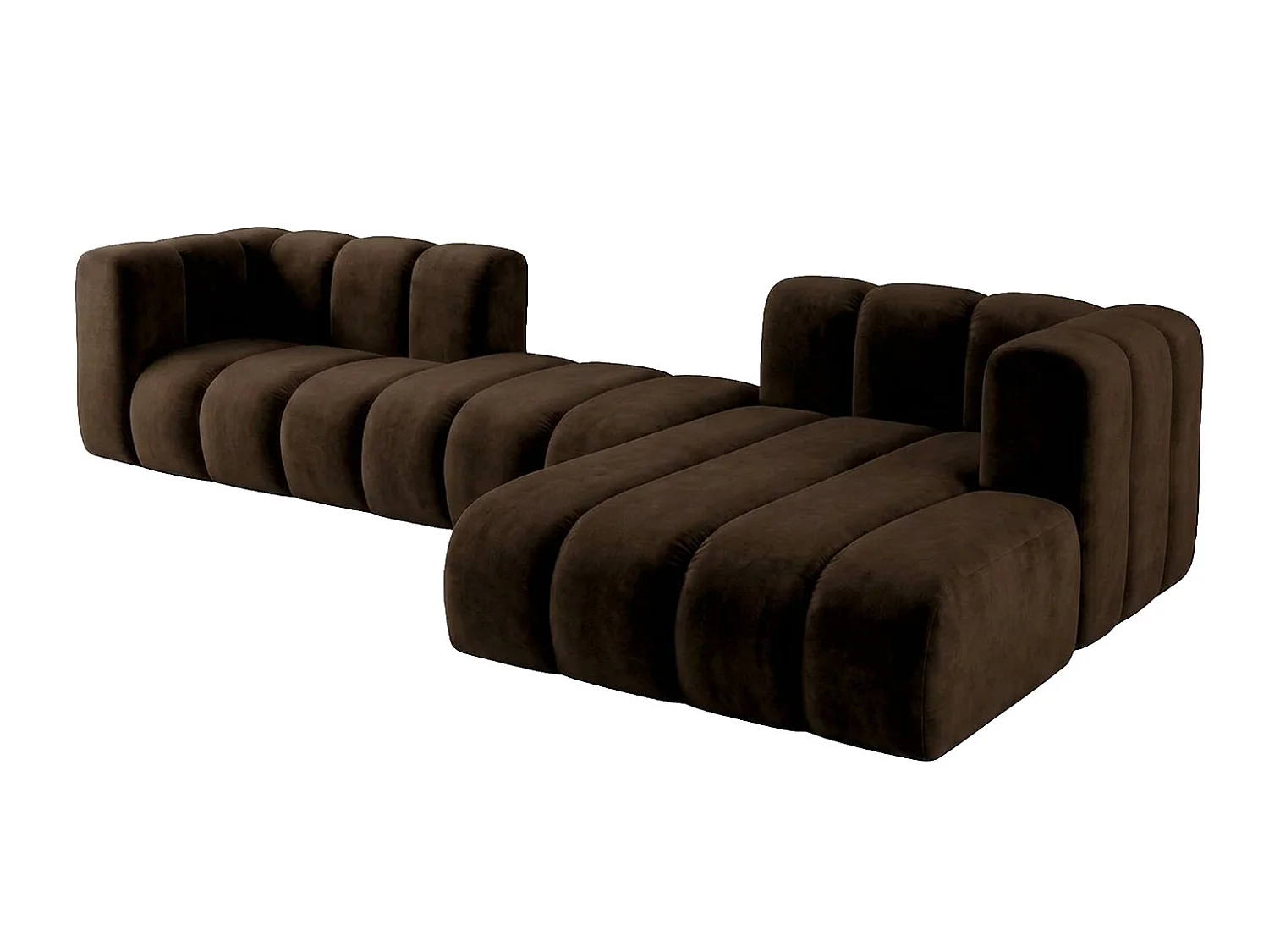 Modulares Ecksofa in L-Form, Velvet-Stoff Riviera, Schokolade, Rechts, GRAND 319 cm