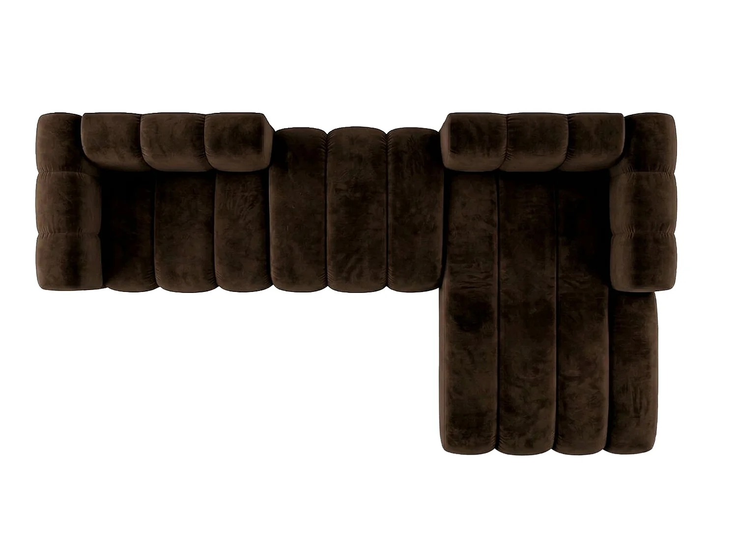 Modulares Ecksofa in L-Form, Velvet-Stoff Riviera, Schokolade, Rechts, GRAND 319 cm