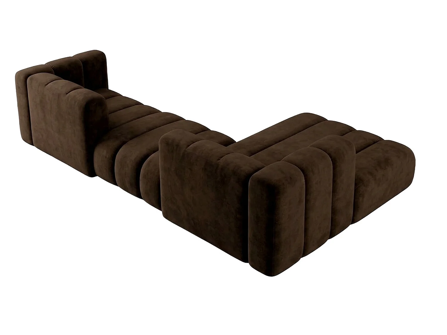 Modulares Ecksofa in L-Form, Velvet-Stoff Riviera, Schokolade, Rechts, GRAND 319 cm