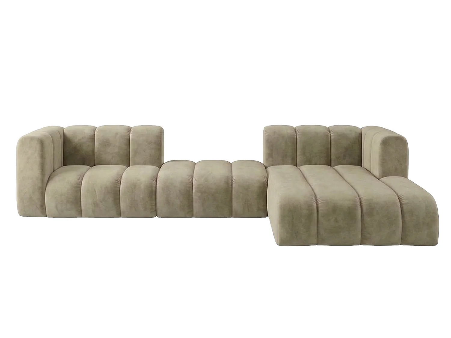 Narożnik modułowy w kształcie L, tkanina welwet Riviera, Beżowy, Prawy, GRAND 319 cm