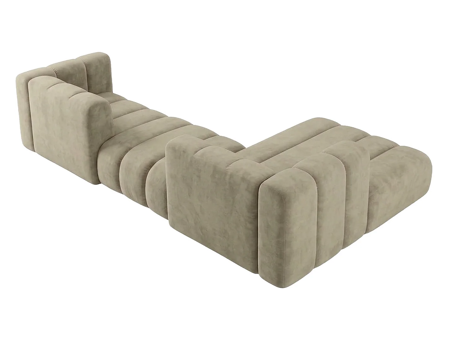 Narożnik modułowy w kształcie L, tkanina welwet Riviera, Beżowy, Prawy, GRAND 319 cm