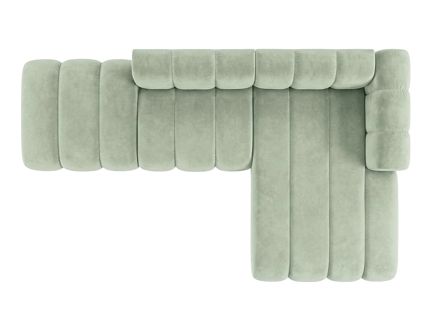 Modulaire hoekbank in L-vorm met hocker, fluwelen stof Riviera, Mintgroen, rechts, GRAND Mini