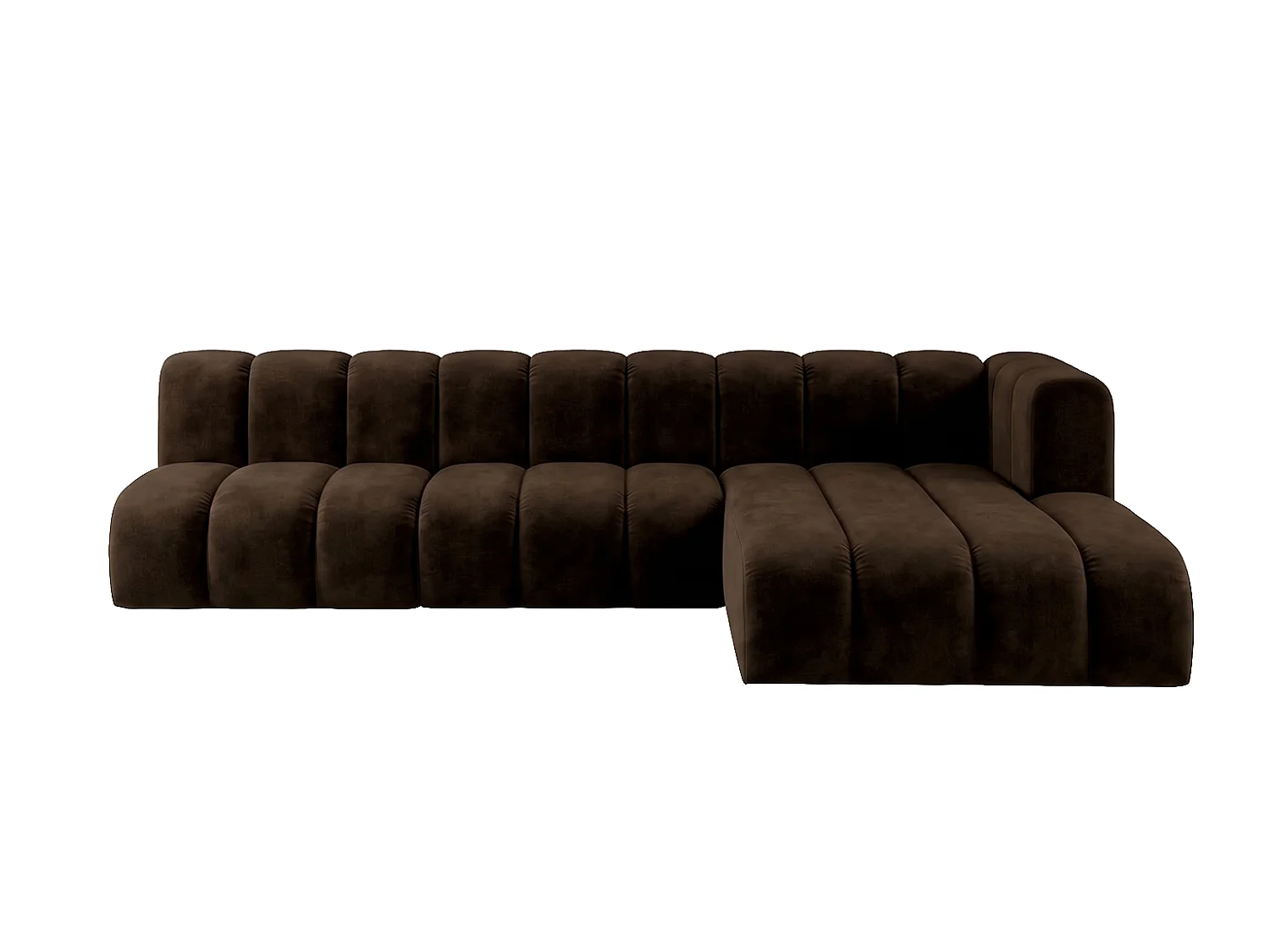Modulares Ecksofa in L-Form, Velvet-Stoff Riviera, Schokolade, Rechts, GRAND 295 cm