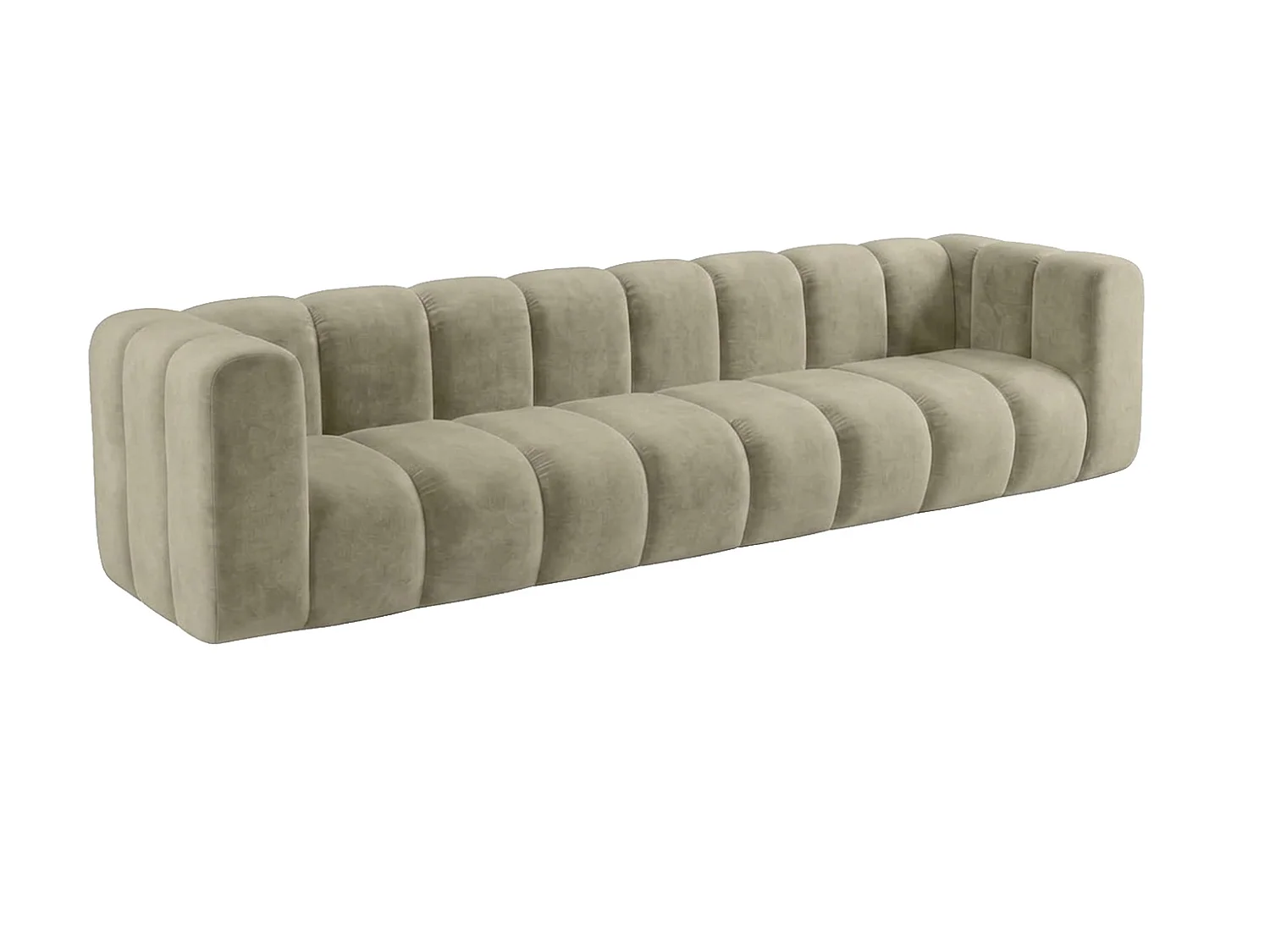 Canapé modulable 4 places, tissu velours Riviera, Beige, GRAND