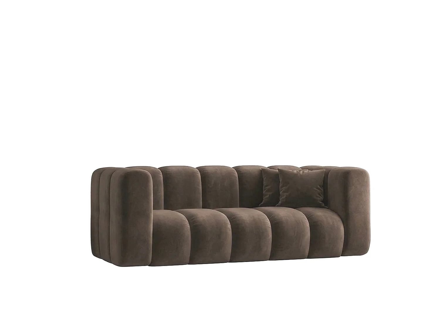 Canapé modulable 2 places, tissu velours Riviera, Marron, GRAND