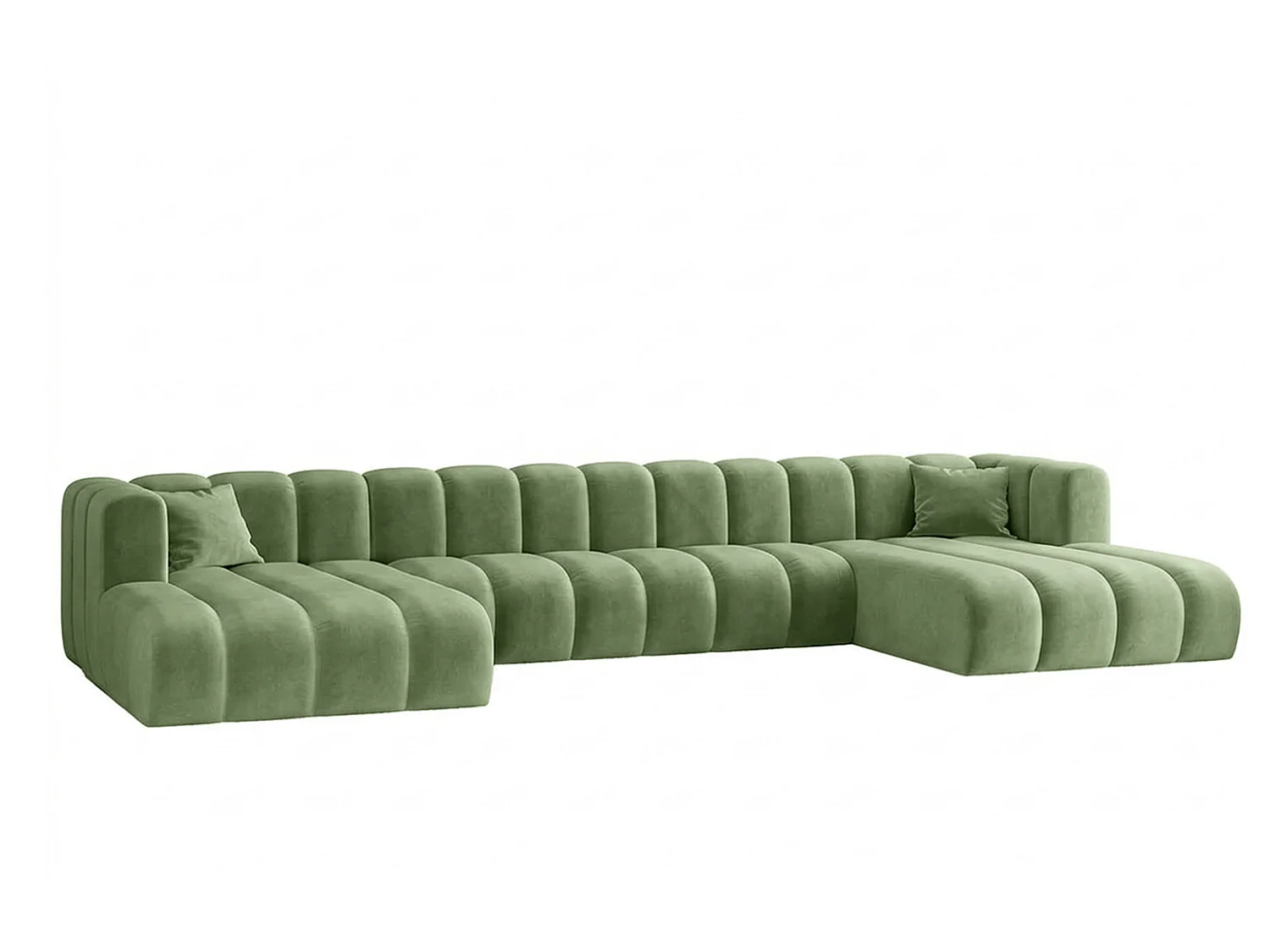 Modulaire hoekbank in U-vorm, fluwelen stof Riviera, Olijfgroen, GRAND U XL