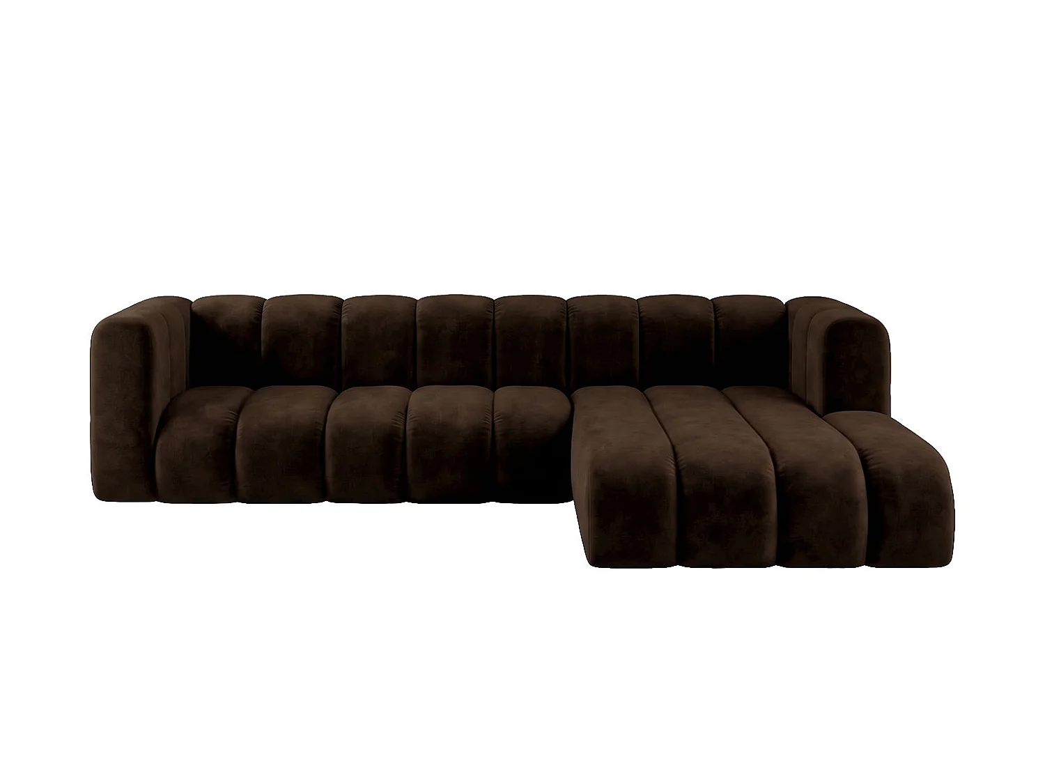 Modulares Ecksofa in L-Form, Velvet-Stoff Riviera, Schokolade, Rechts, GRAND 287 cm