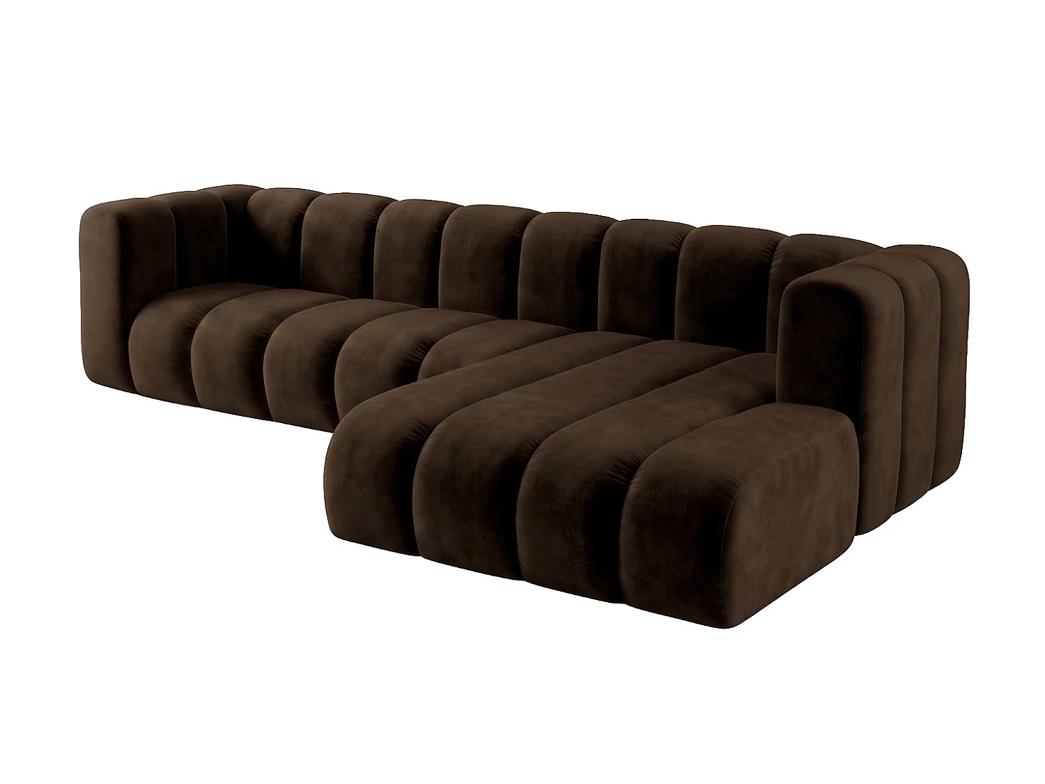 Modulares Ecksofa in L-Form, Velvet-Stoff Riviera, Schokolade, Rechts, GRAND 287 cm
