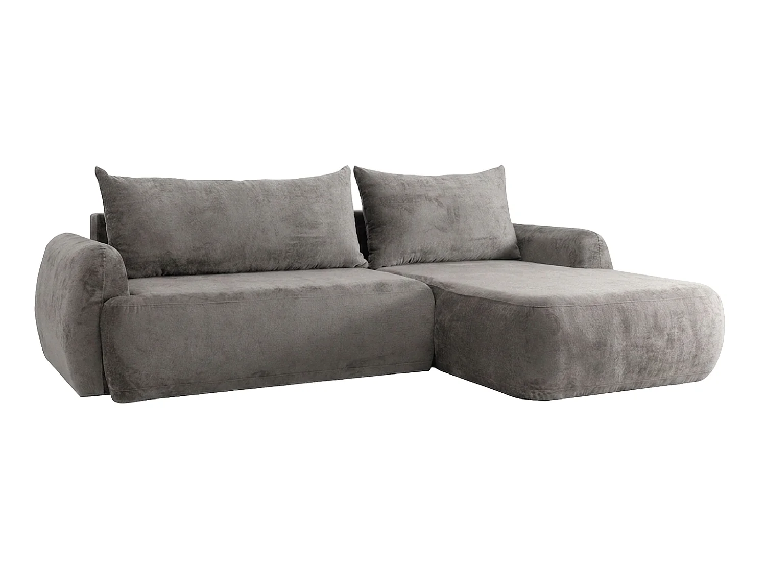 Canapé d'angle convertible avec coffre de rangement, tissu chenille Perfecto, Gris, Angle droit, HELA II