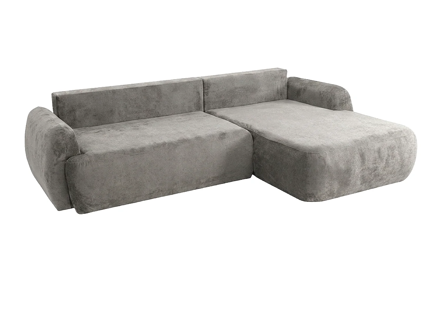 Canapé d'angle convertible avec coffre de rangement, tissu chenille Perfecto, Gris, Angle droit, HELA II