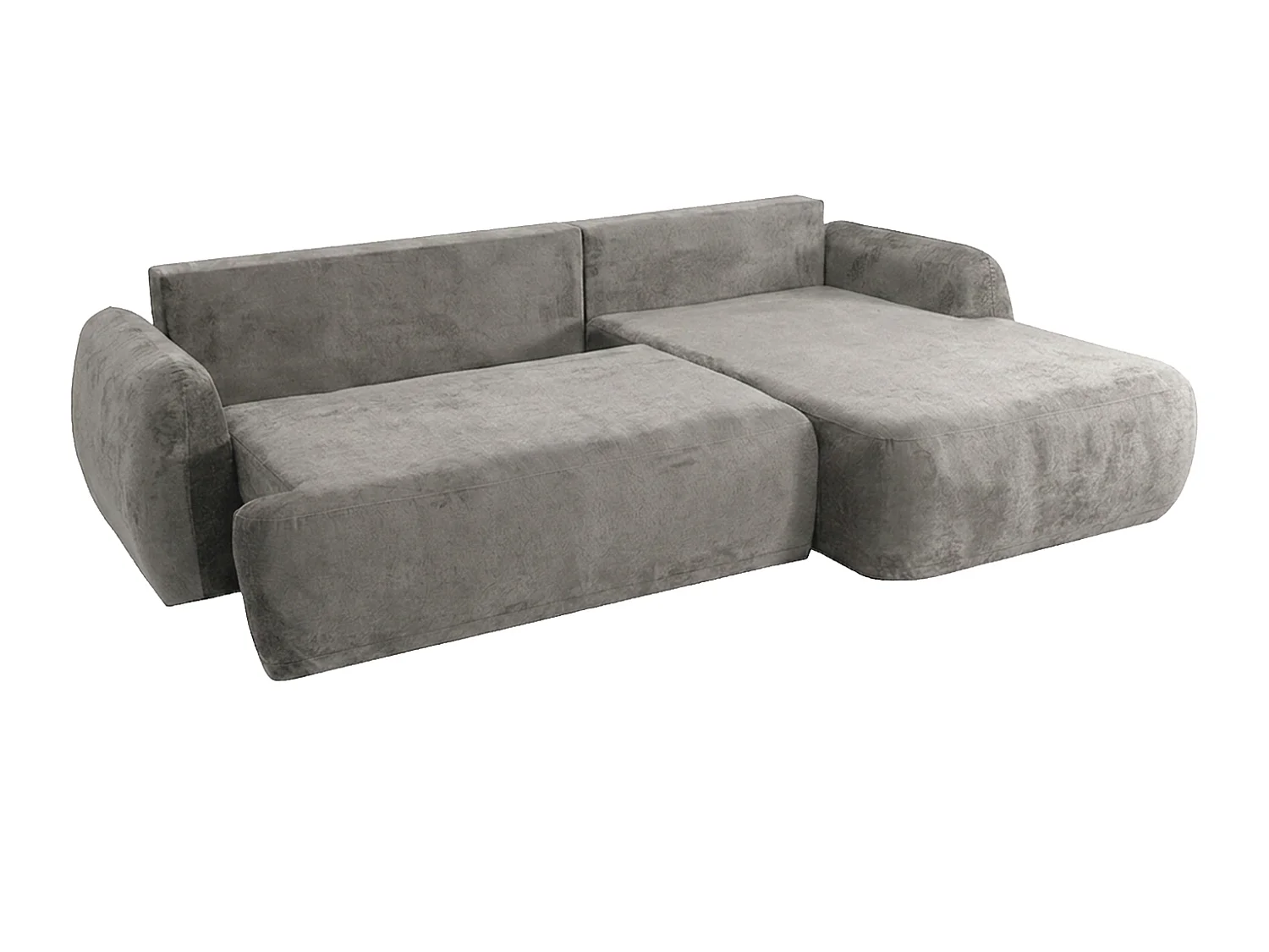 Canapé d'angle convertible avec coffre de rangement, tissu chenille Perfecto, Gris, Angle droit, HELA II