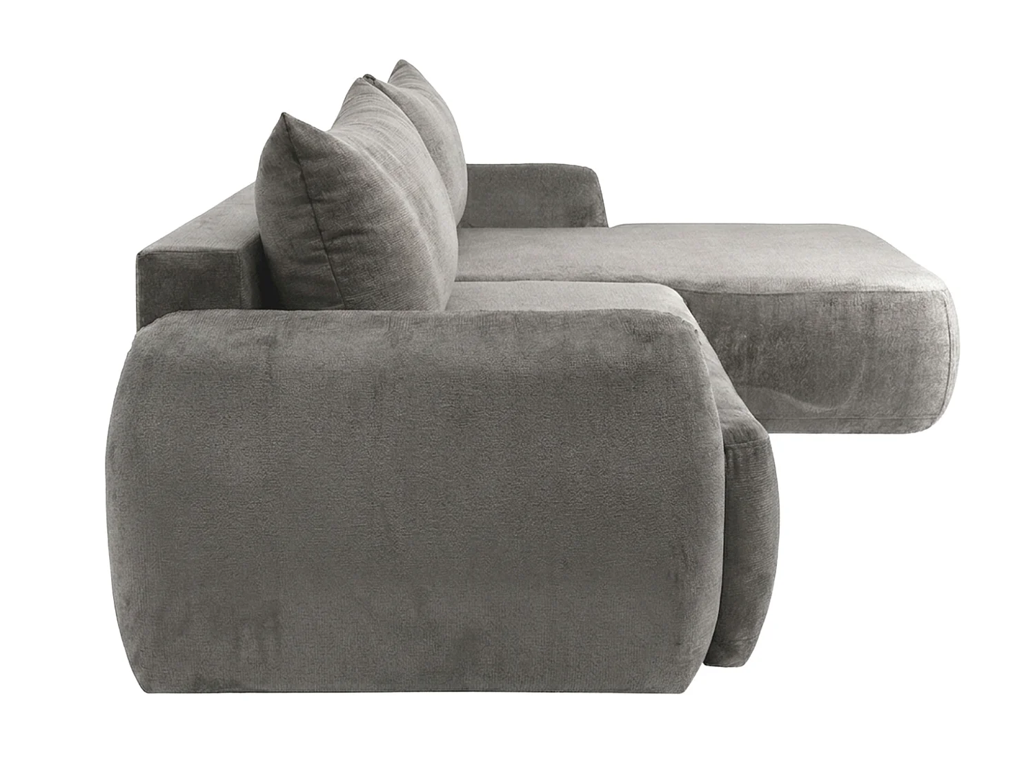 Canapé d'angle convertible avec coffre de rangement, tissu chenille Perfecto, Gris, Angle droit, HELA II