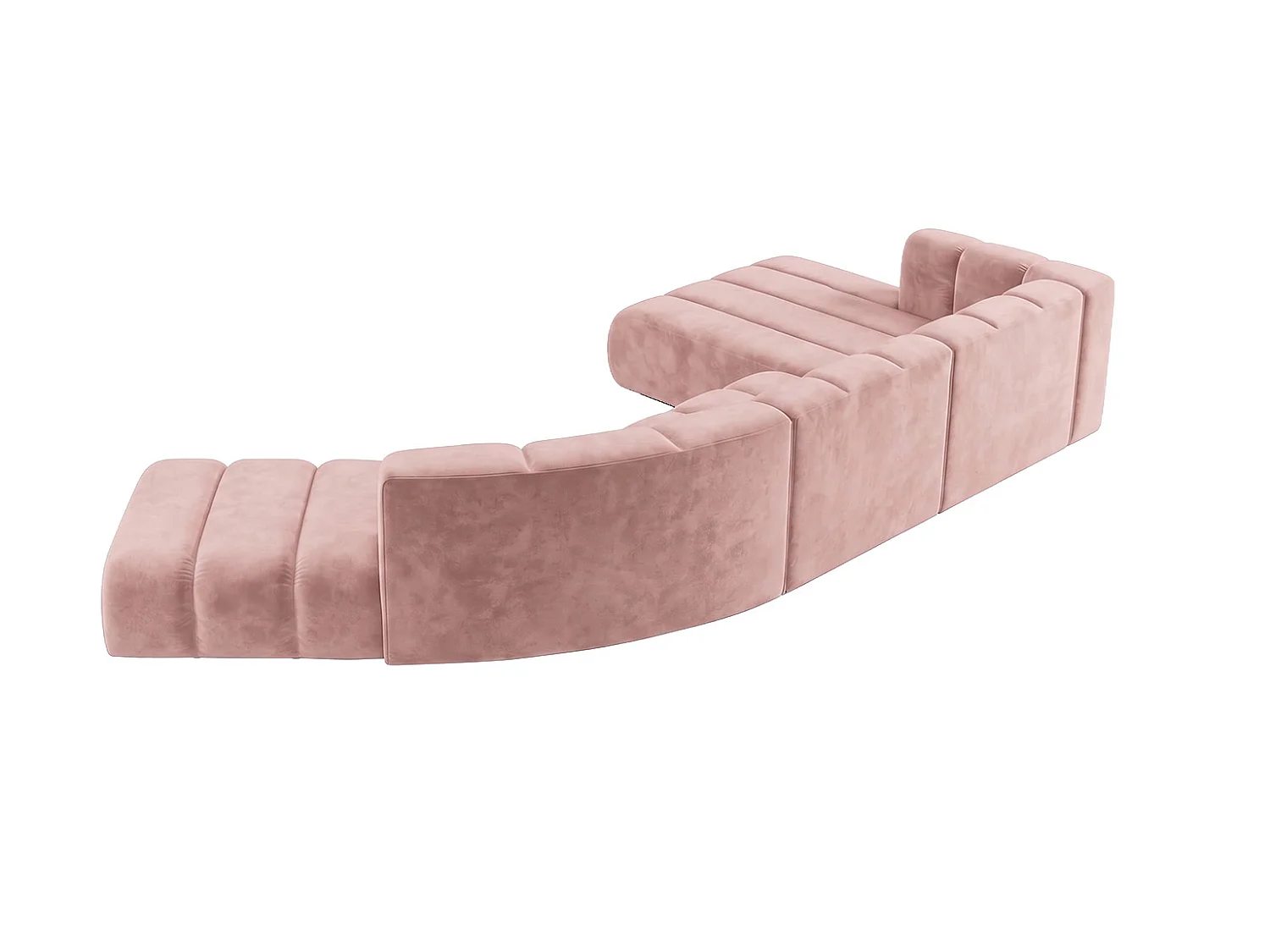 Canapé d’angle modulable en L, tissu velours Riviera, Rose clair, droite, GRAND Round