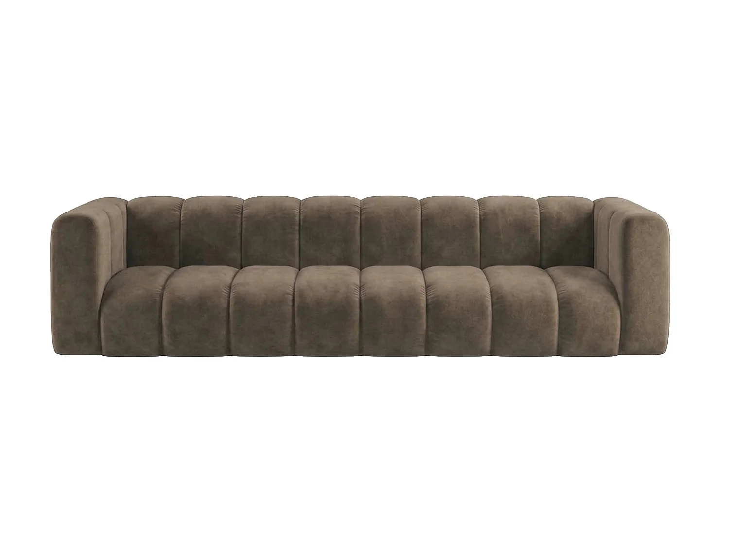 Canapé modulable 4 places, tissu velours Riviera, Marron, GRAND