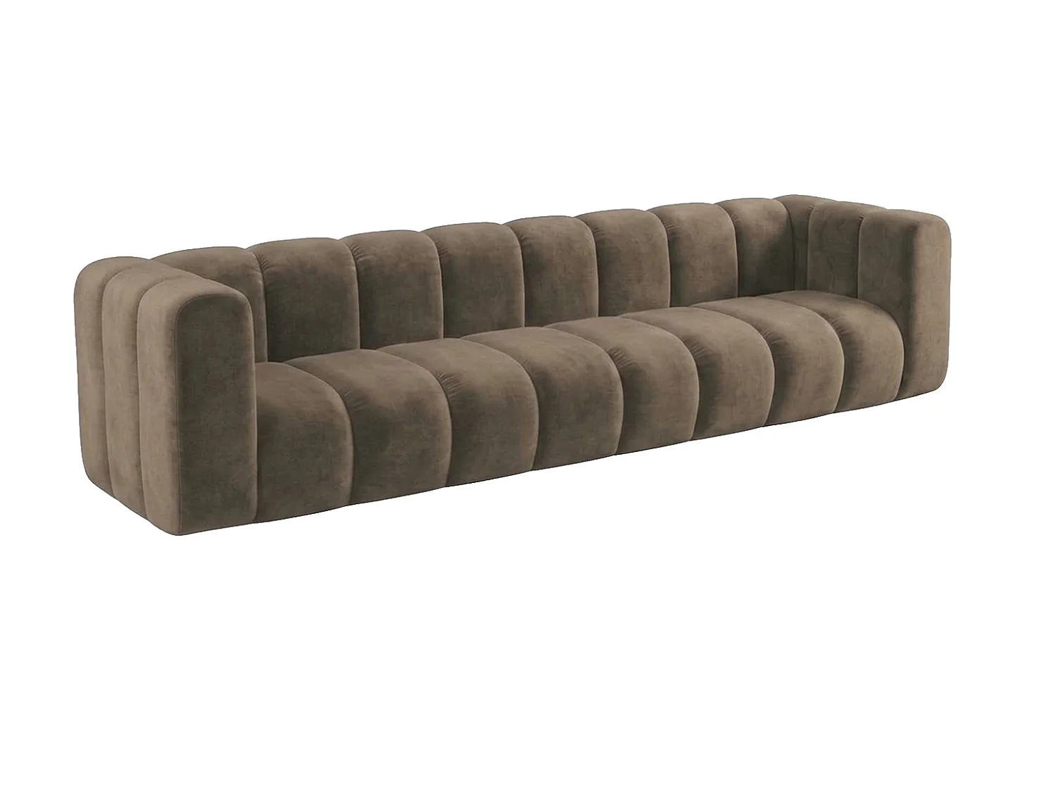 Canapé modulable 4 places, tissu velours Riviera, Marron, GRAND