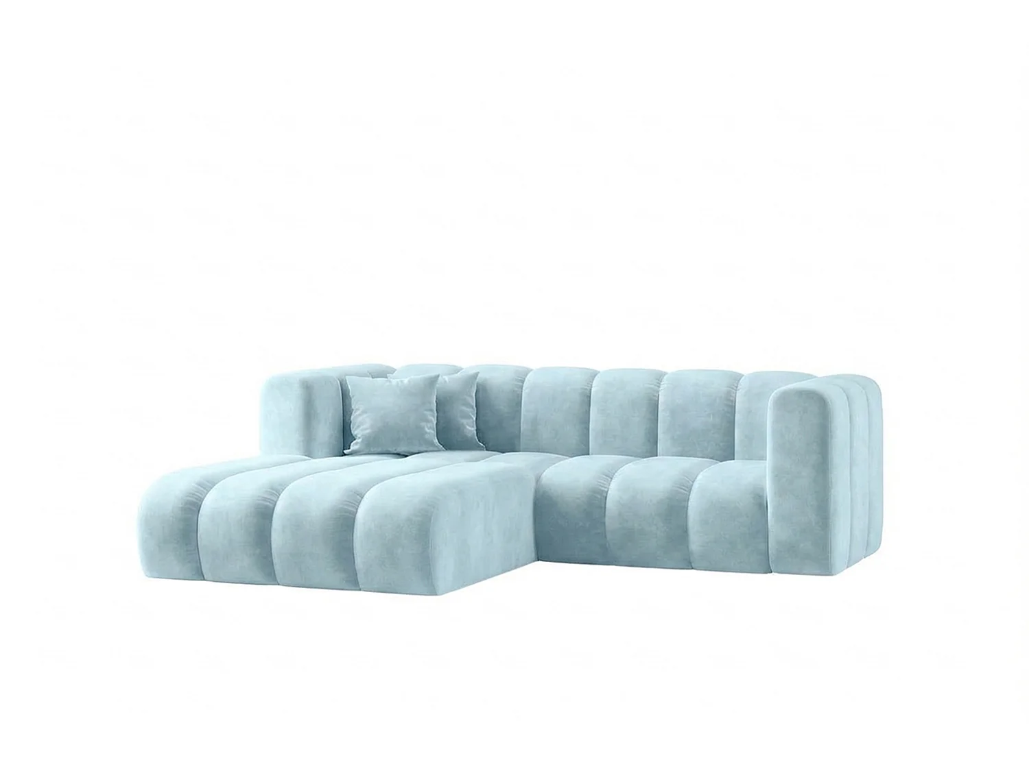 Narożnik modułowy w kształcie L, tkanina welwet Riviera, Baby blue, Lewy, GRAND