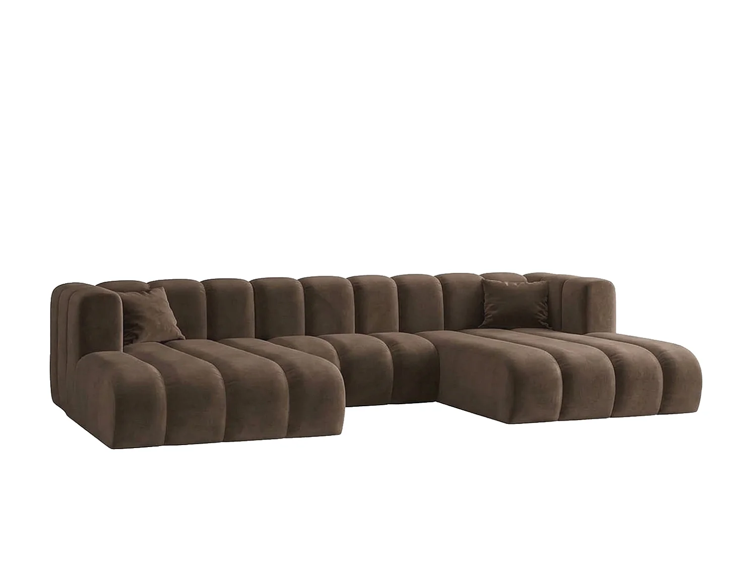 Modulares Ecksofa in U-Form, Velvet-Stoff Riviera, Braun, GRAND U