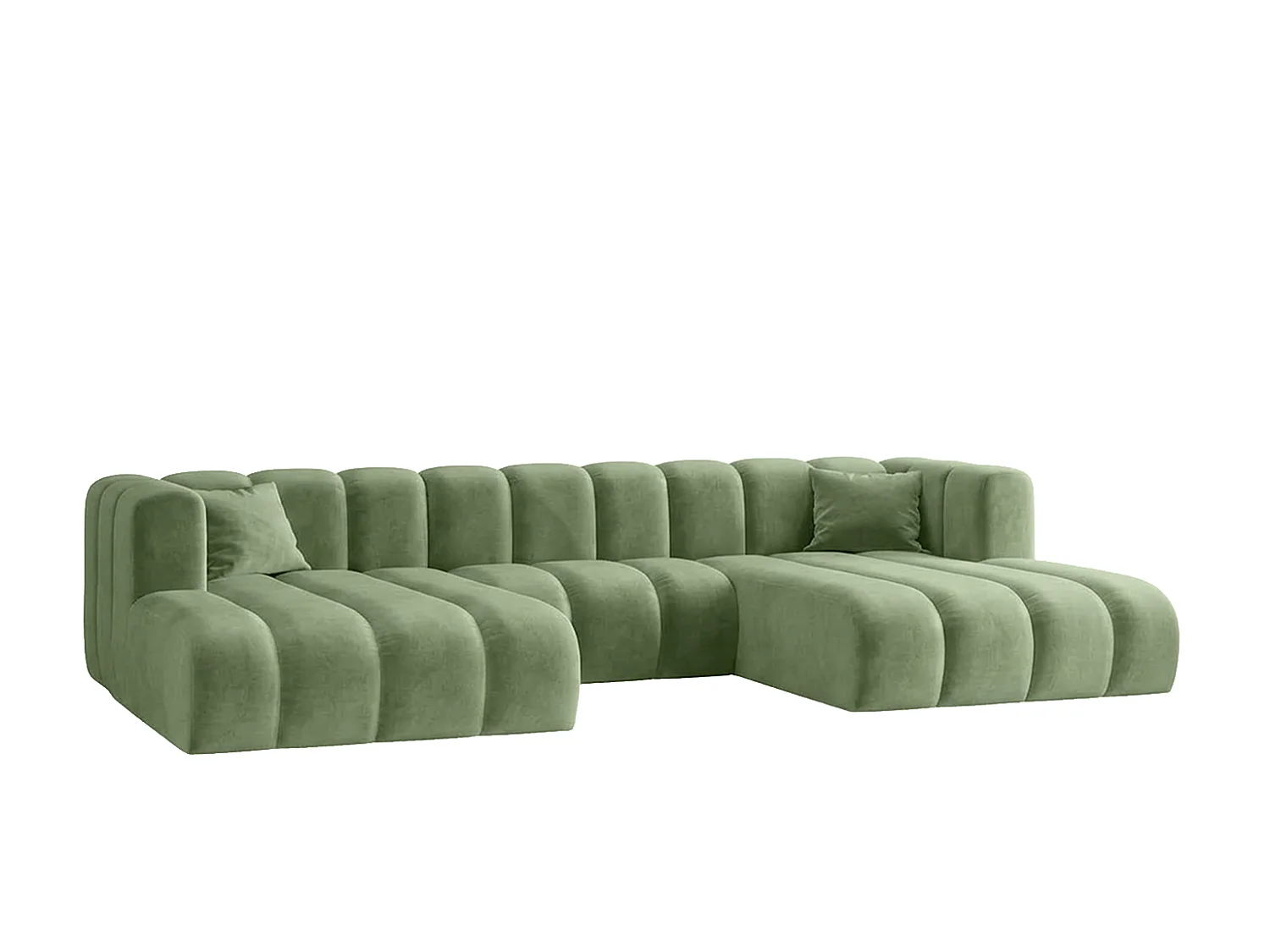 Canapé d’angle modulable en U, tissu velours Riviera, Olive, GRAND U